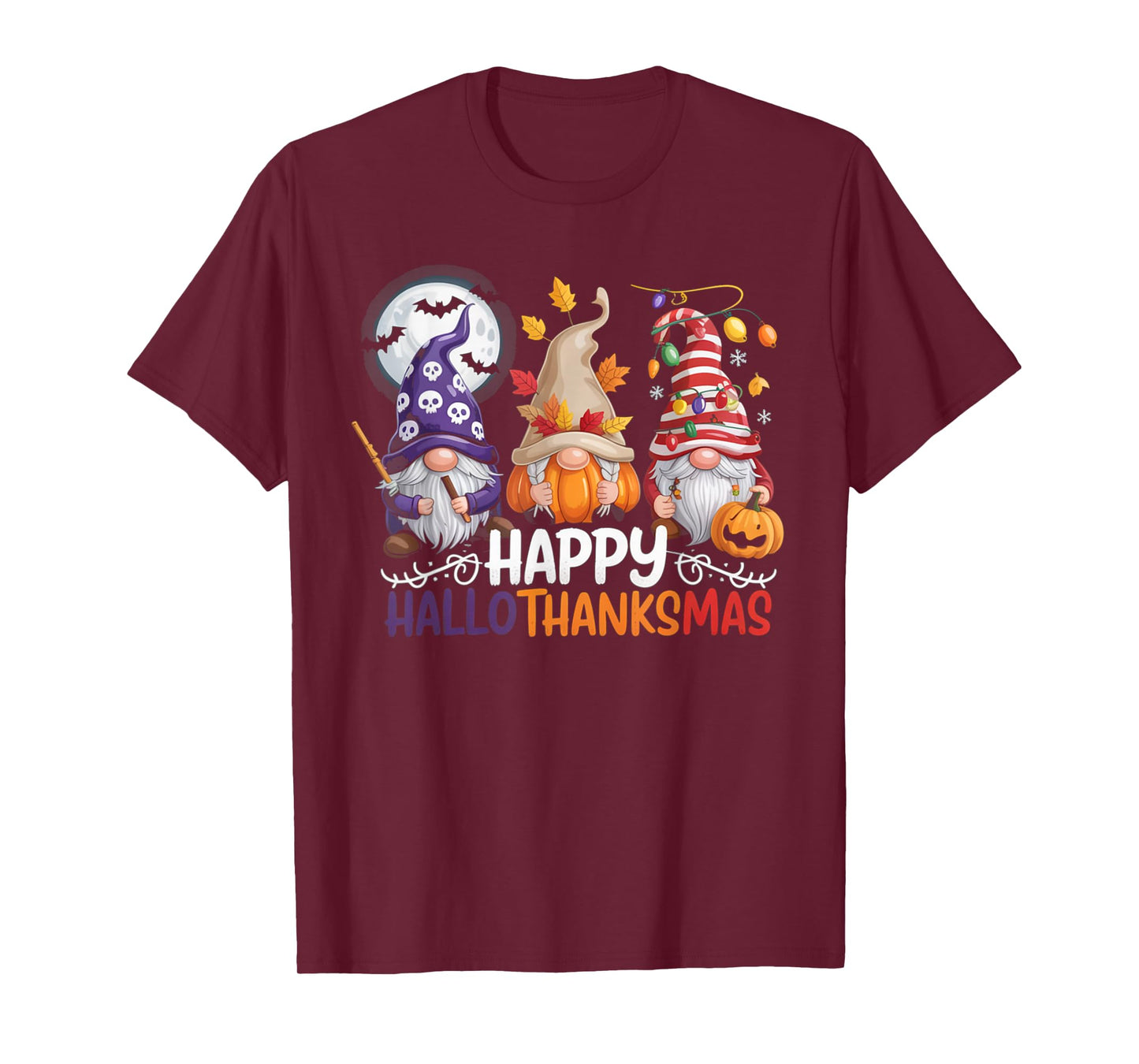 HalloThanksMas Gnomes Halloween Thanksgiving T-Shirt