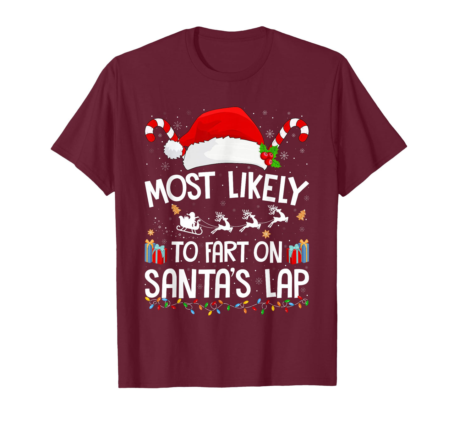 Most Likely to Fart On Santa's Lap Family Christmas Pajamas T-Shirt
