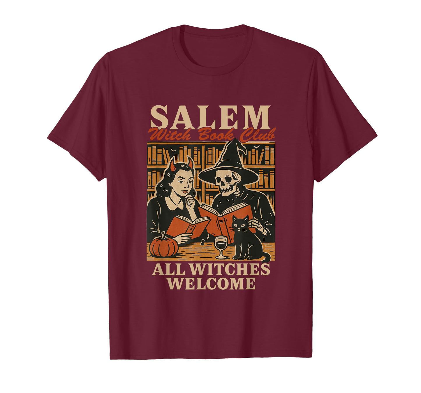 Salem Witch Book Club All Witches Welcome Spooky Halloween T-Shirt
