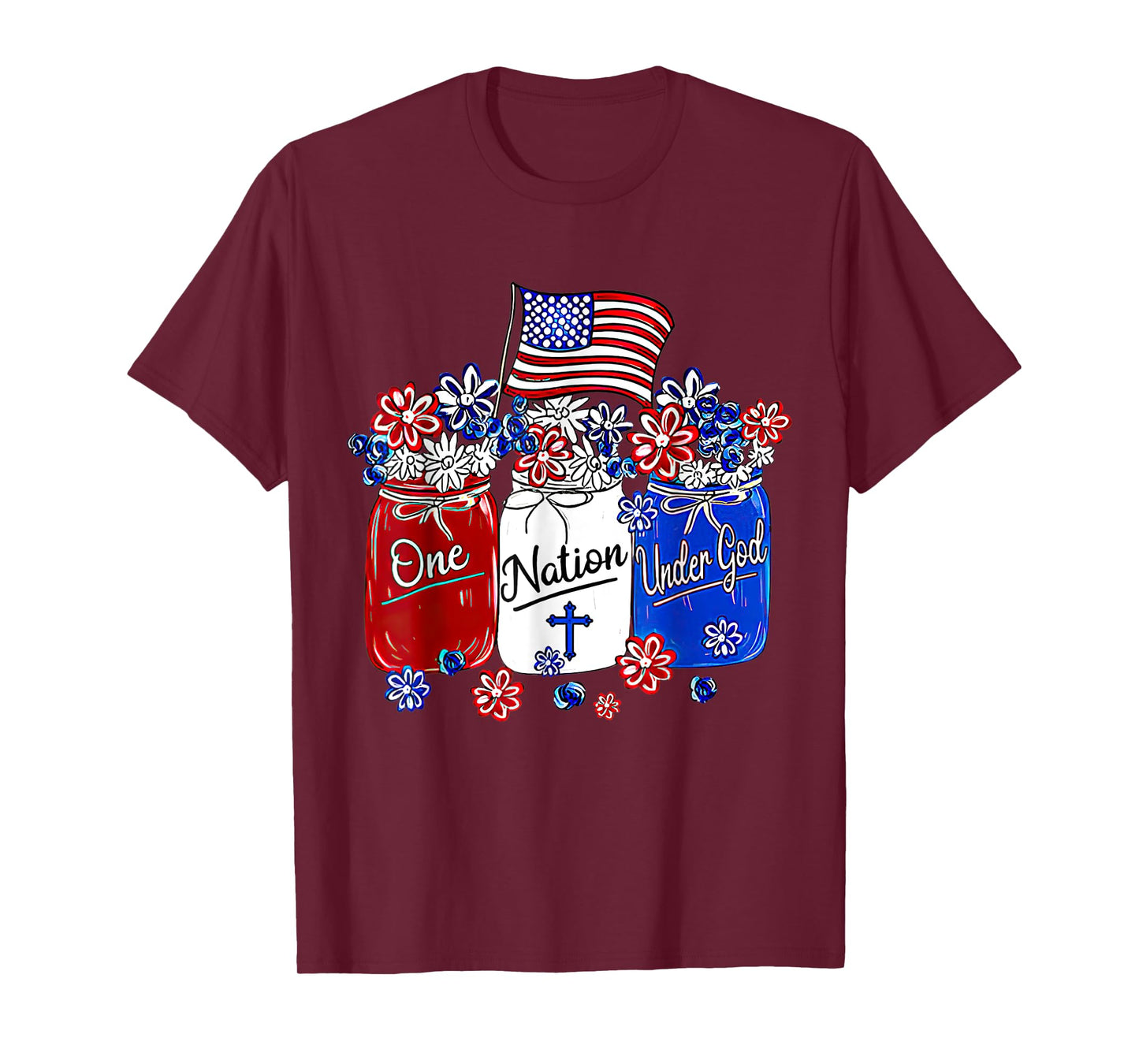 One Nation Under God American Flag Christian Jesus Patriotic T-Shirt for Women Men