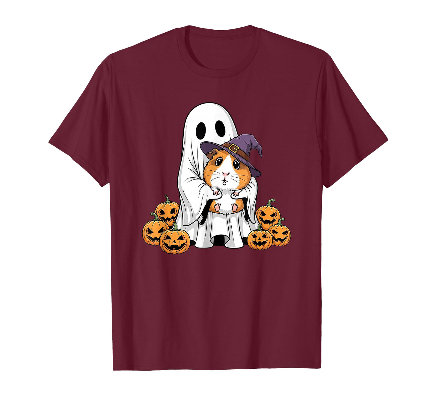 Funny Ghost Guinea Pig Pumpkin Halloween Kids Mens Womens T-Shirt