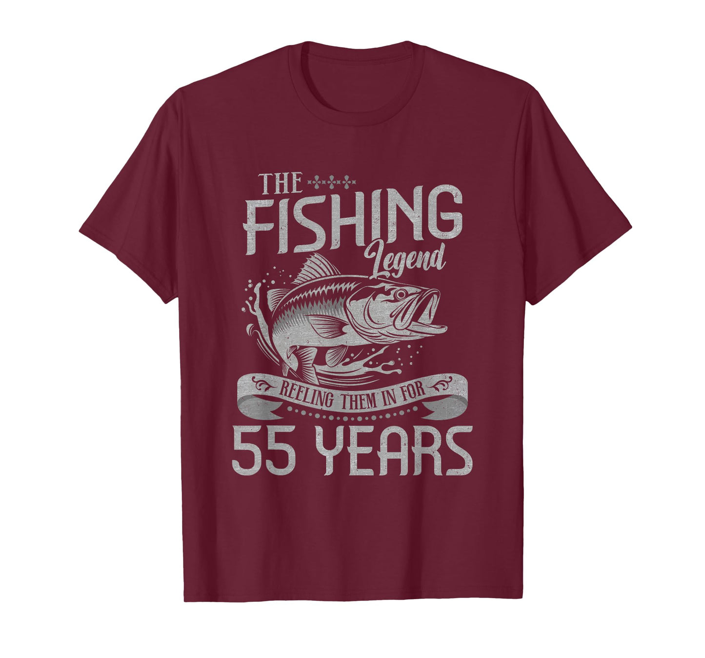 Fishing Legend 55 Years Old Gift Fisherman 55th Birthday Men T-Shirt