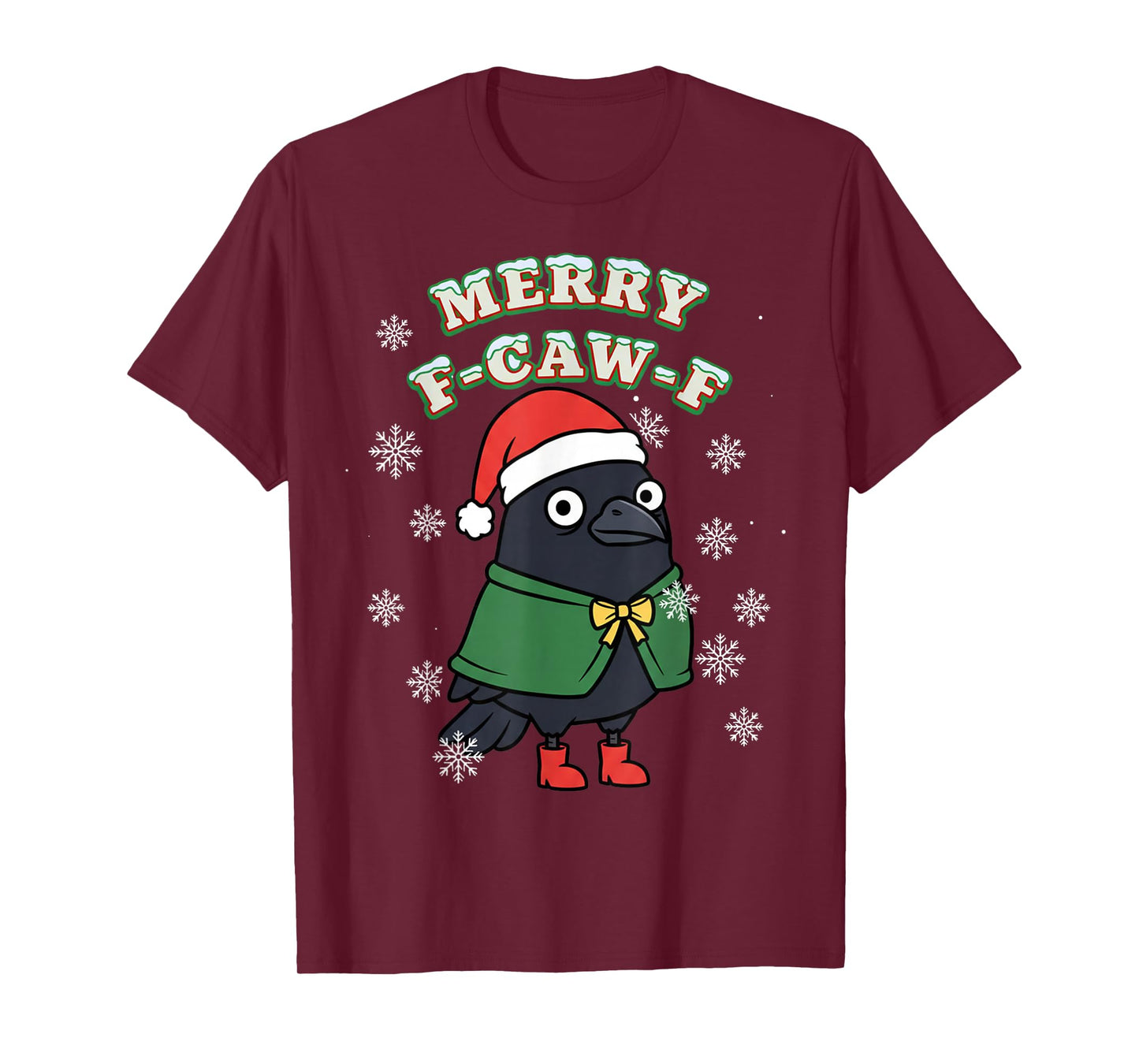 Merry F-CAW-F Black Crow FCAWF Christmas Holiday Funny Xmas T-Shirt