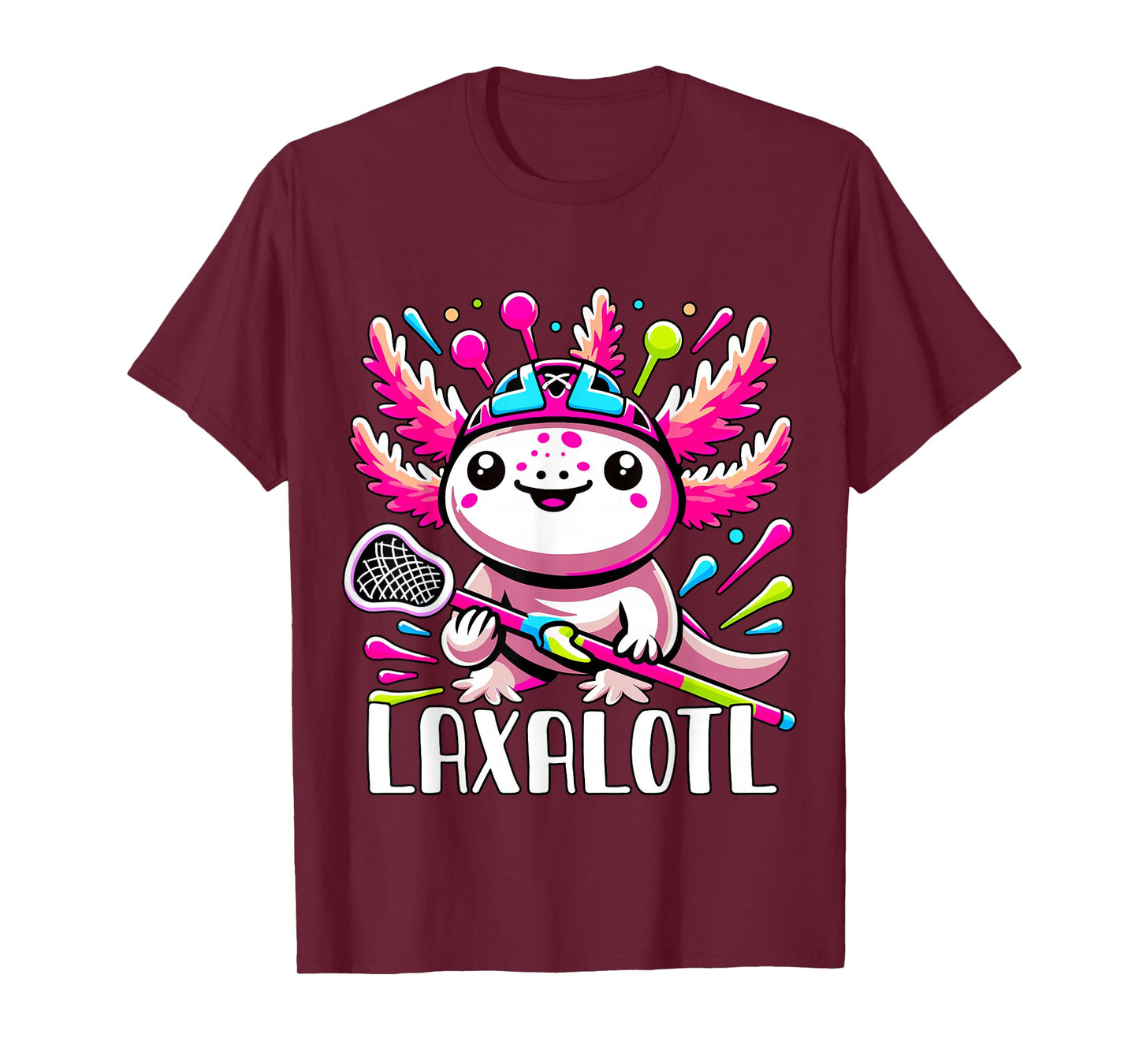 Laxalotl Axolotl Lacrosse Player T-Shirt