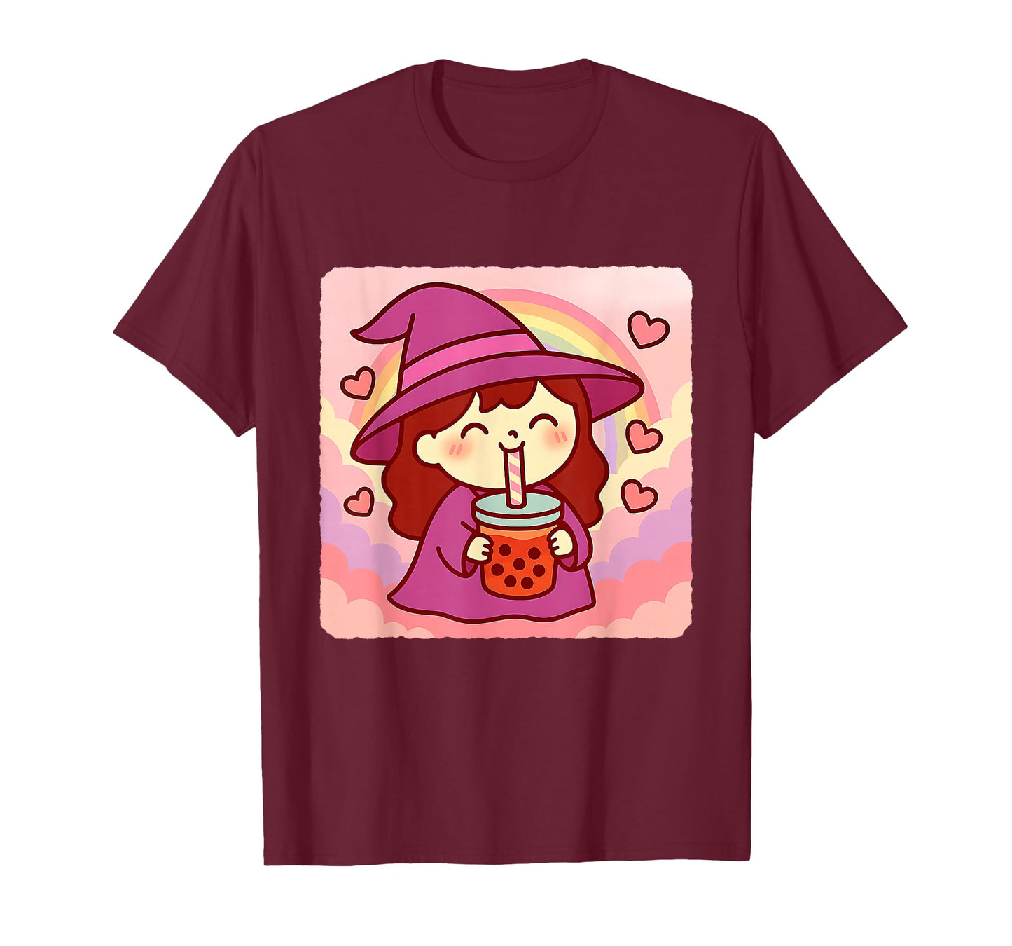 Witch Bubble Tea Lover Cute Anime Kawaii Rainbow T-Shirt