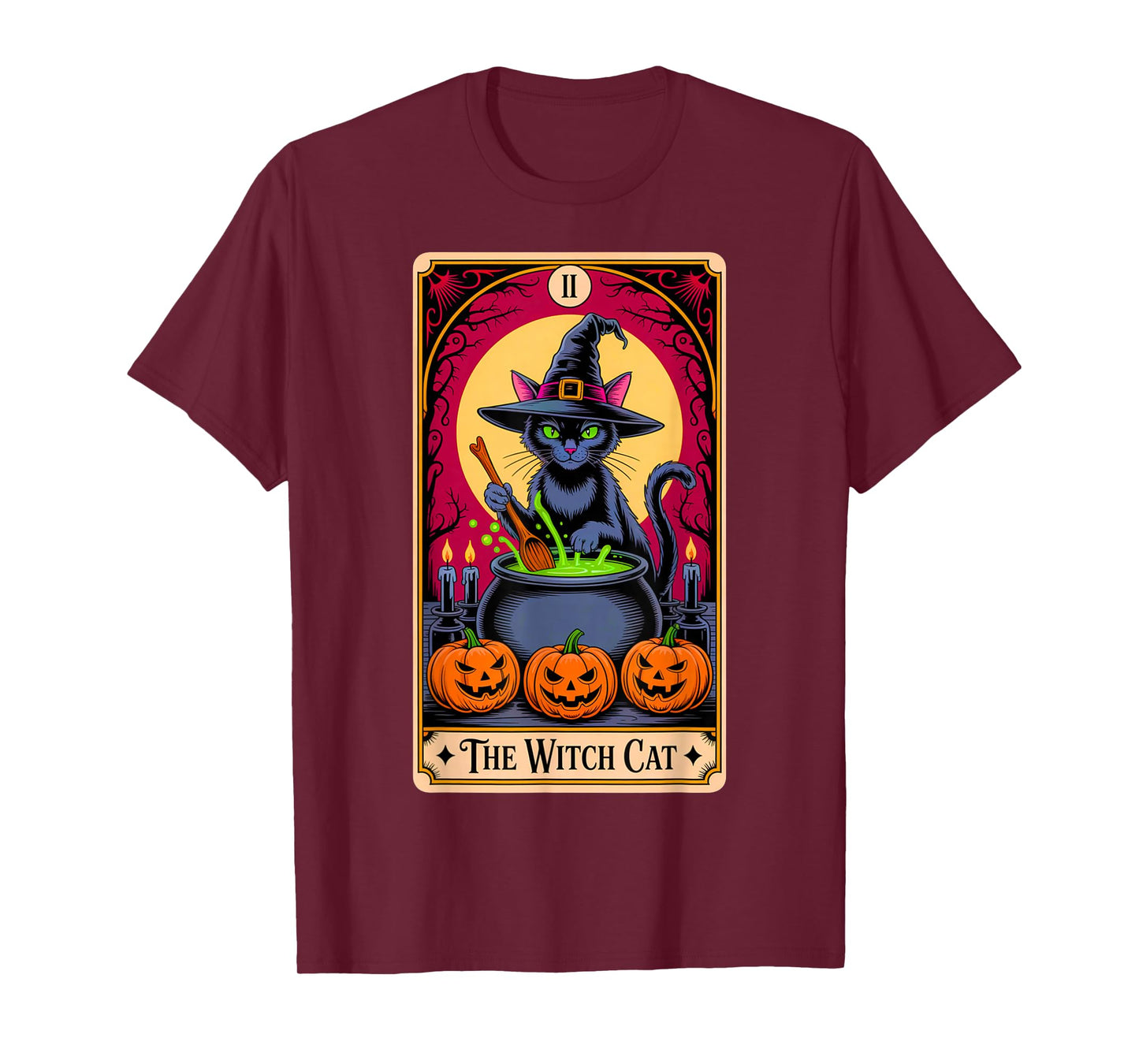 The Witch Cat Halloween Tarot Card Costume Kitten Cat Lover T-Shirt