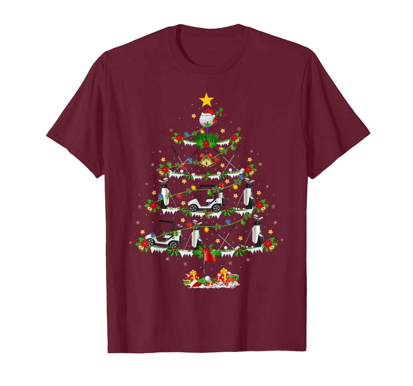 Golf Christmas Tree Lights Golf Sports Player Golfer Xmas T-Shirt
