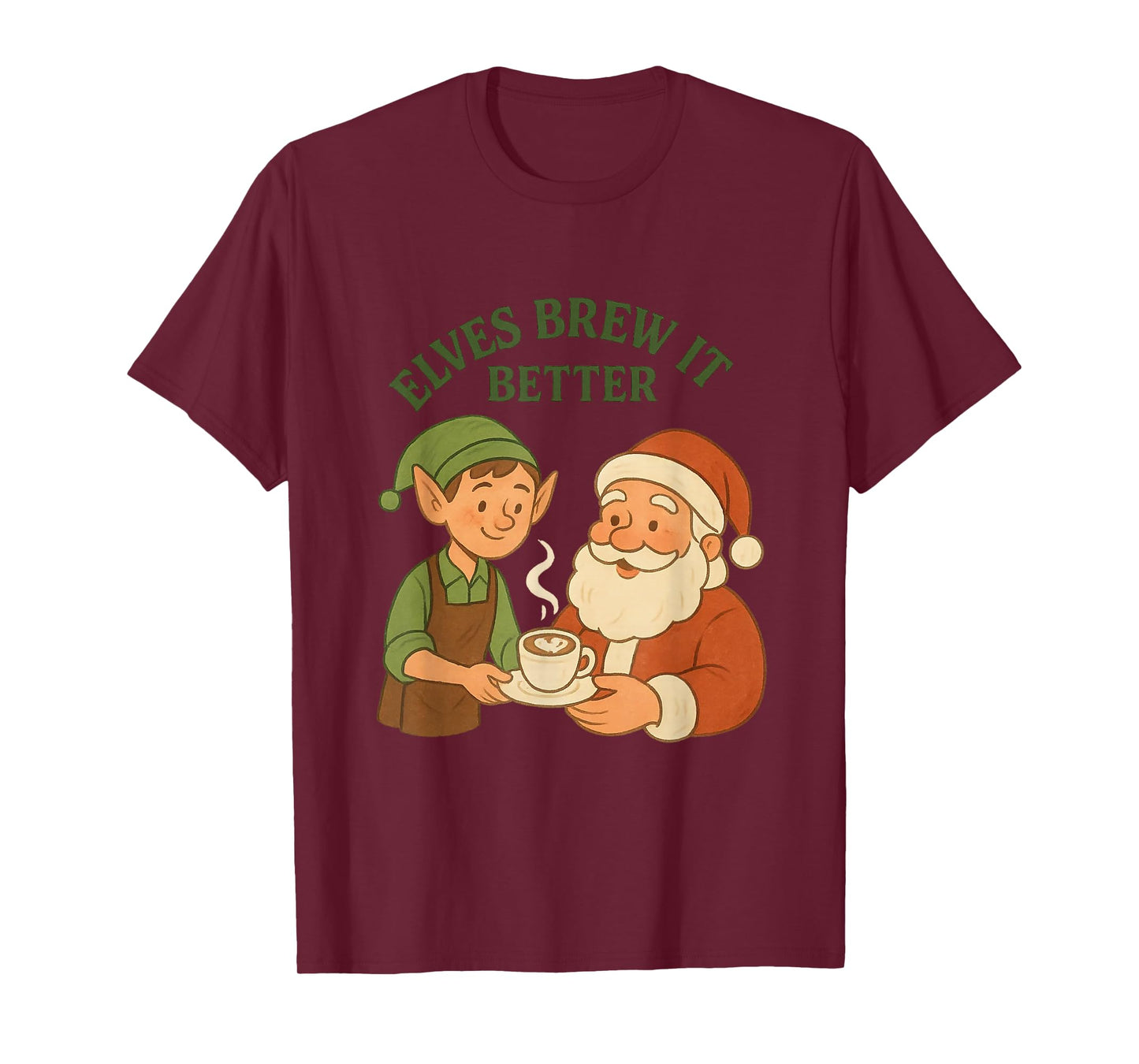 Funny Elves Brew It Better Santa’s Coffee Caffeine Lovers T-Shirt