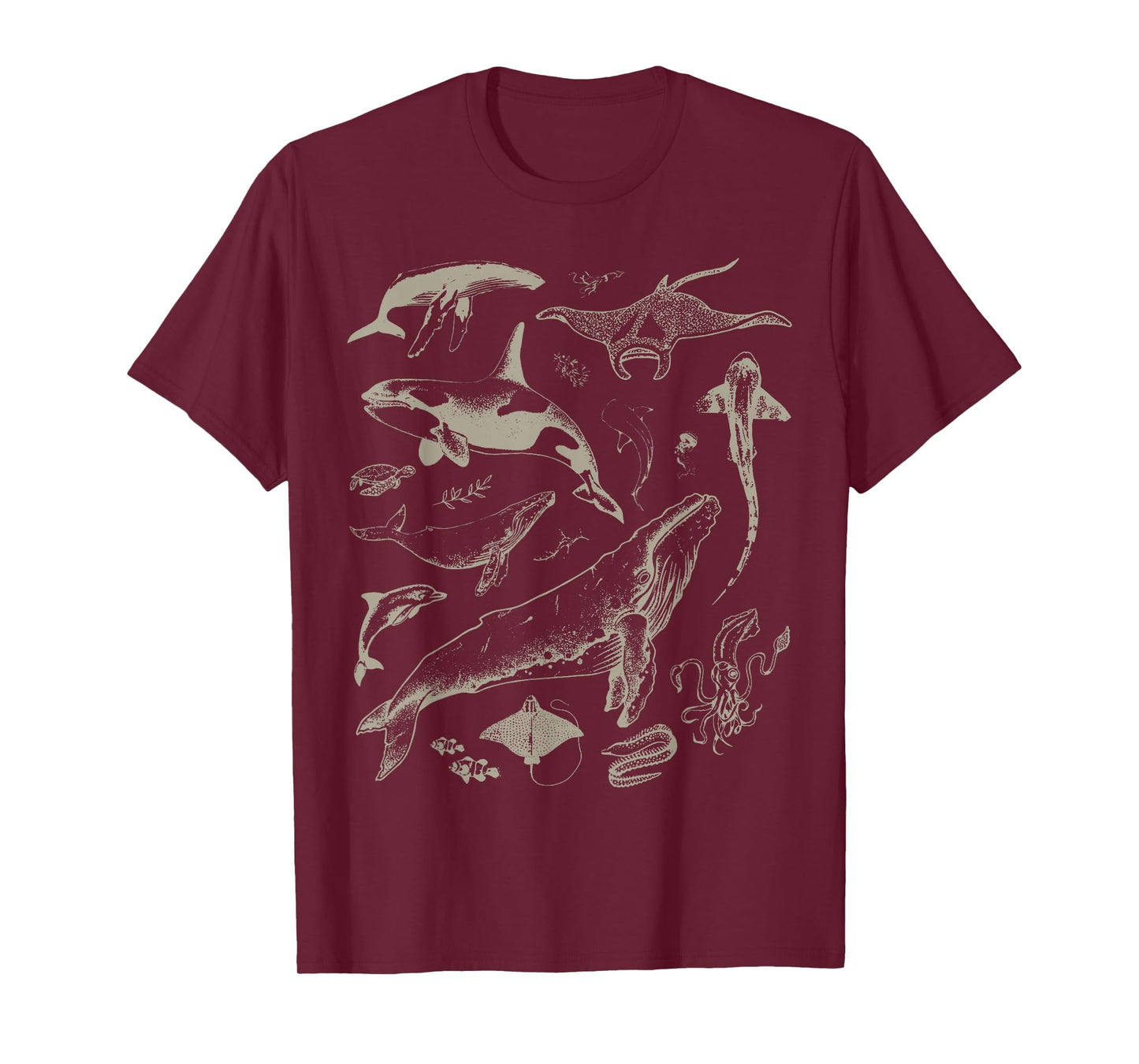 Retro Ocean Wildlife Shark Turtle Octopus Fish Animal Lover T-Shirt