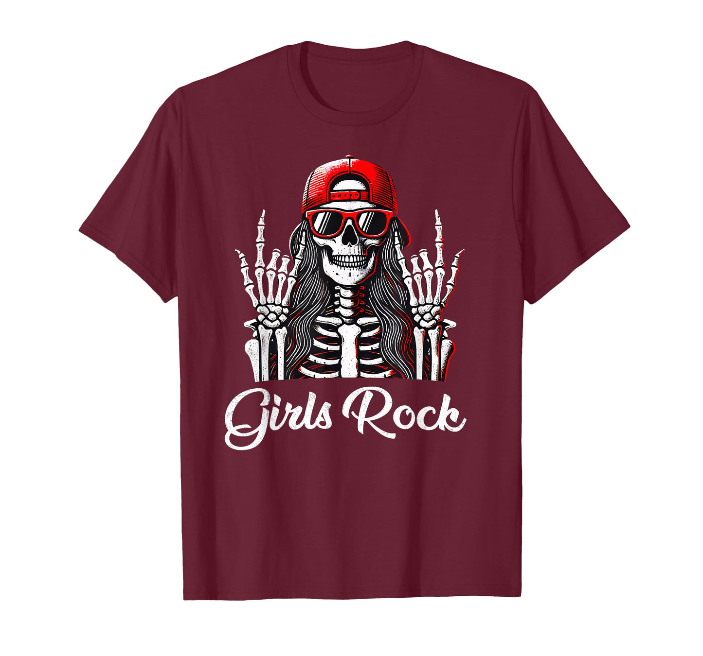Girls Rock, Rock'n Roll Girl, Skeleton Rocker Cool Punk Rock T-Shirt