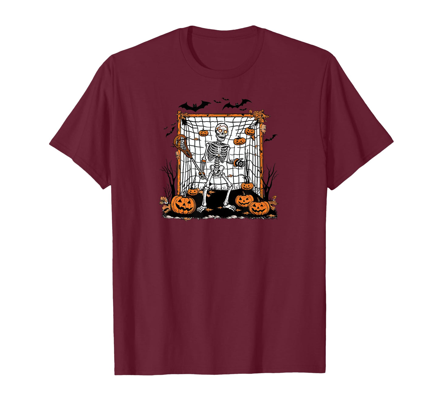 Halloween Lacrosse Skeleton Goalie T-Shirt
