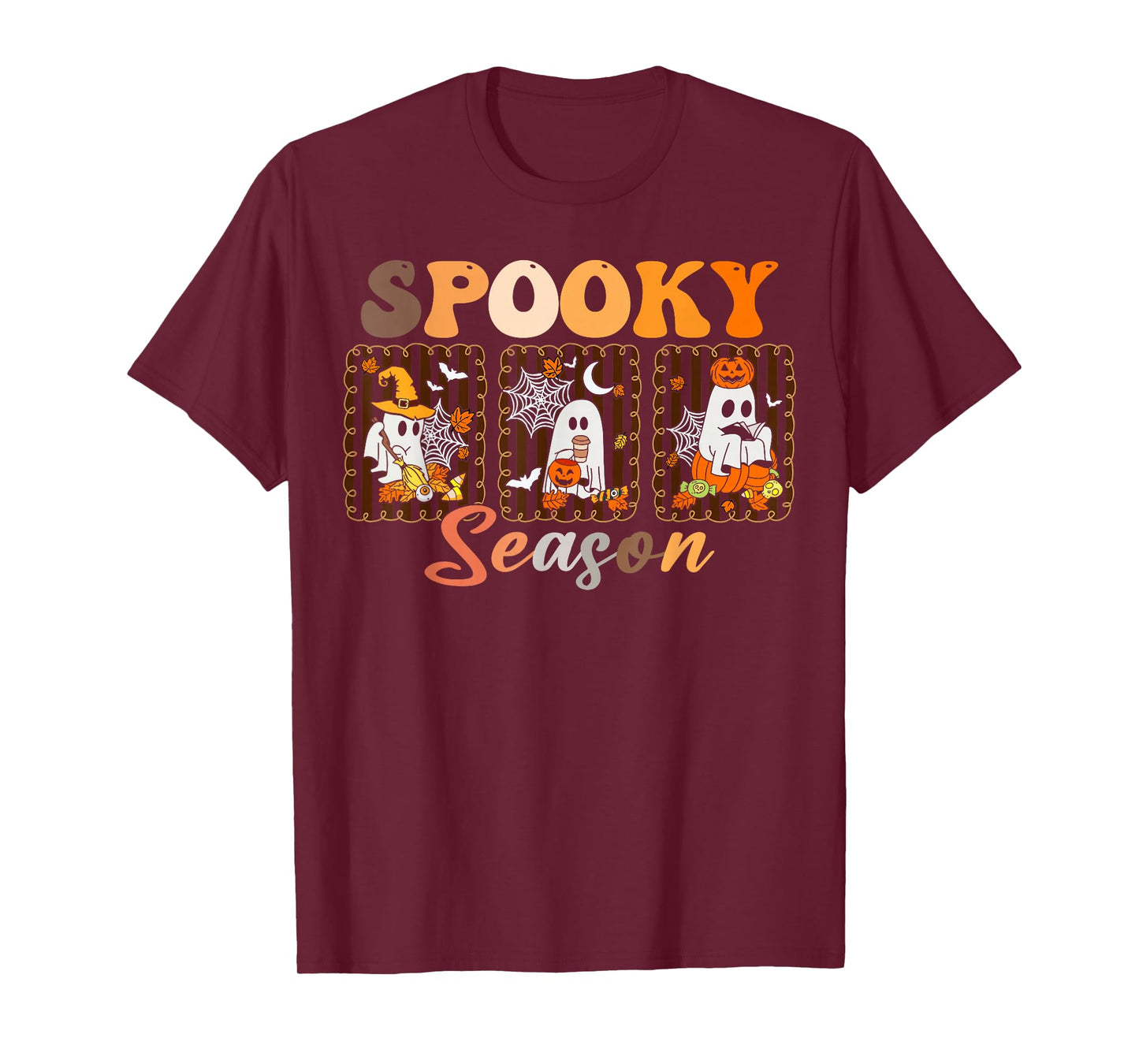Spooky Season Retro Ghosts Pumpkin Witch Tis The Season. T-Shirt