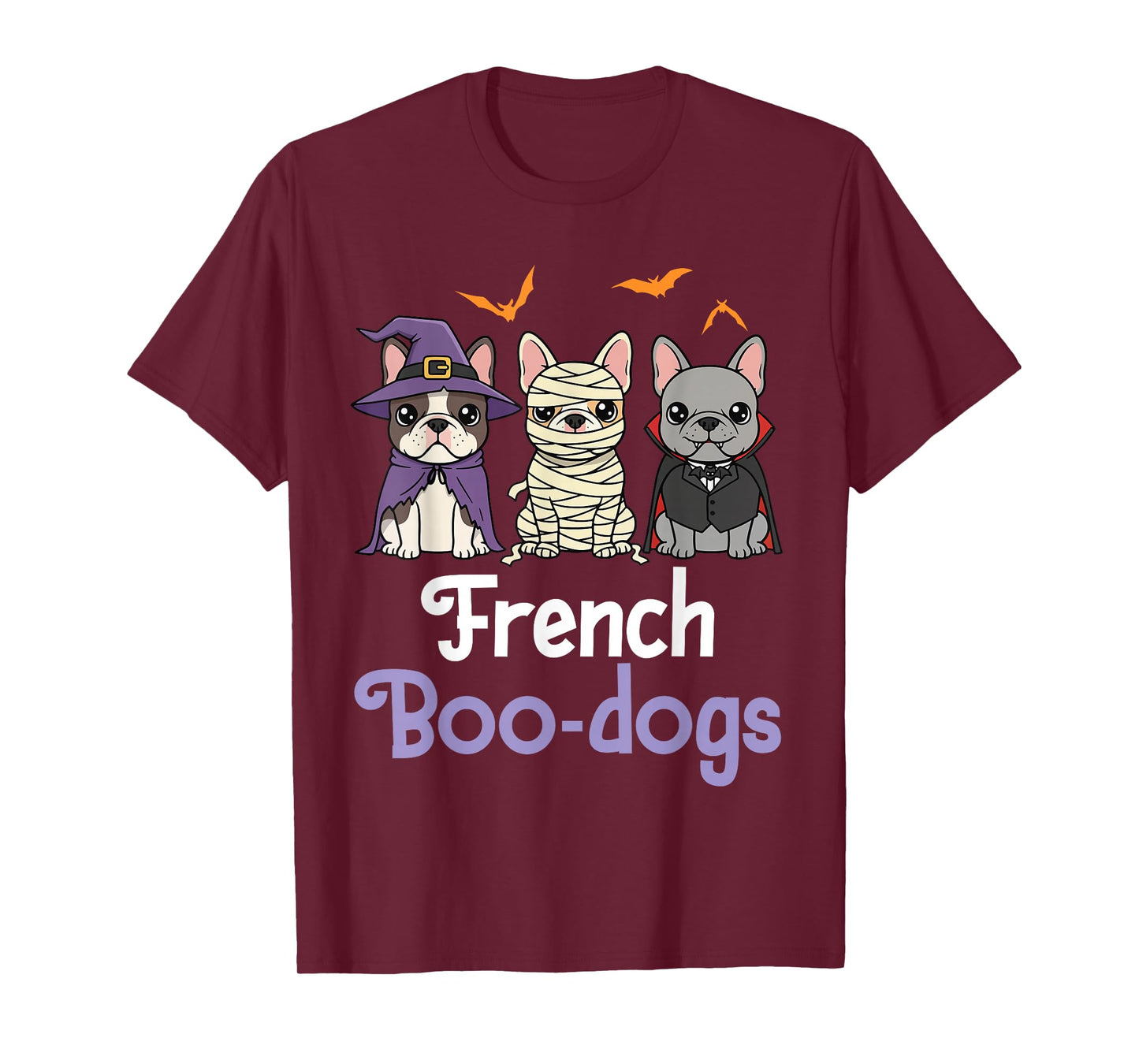 French Boo Dogs Cute Halloween Bulldogs Witch Mummy Vampire T-Shirt