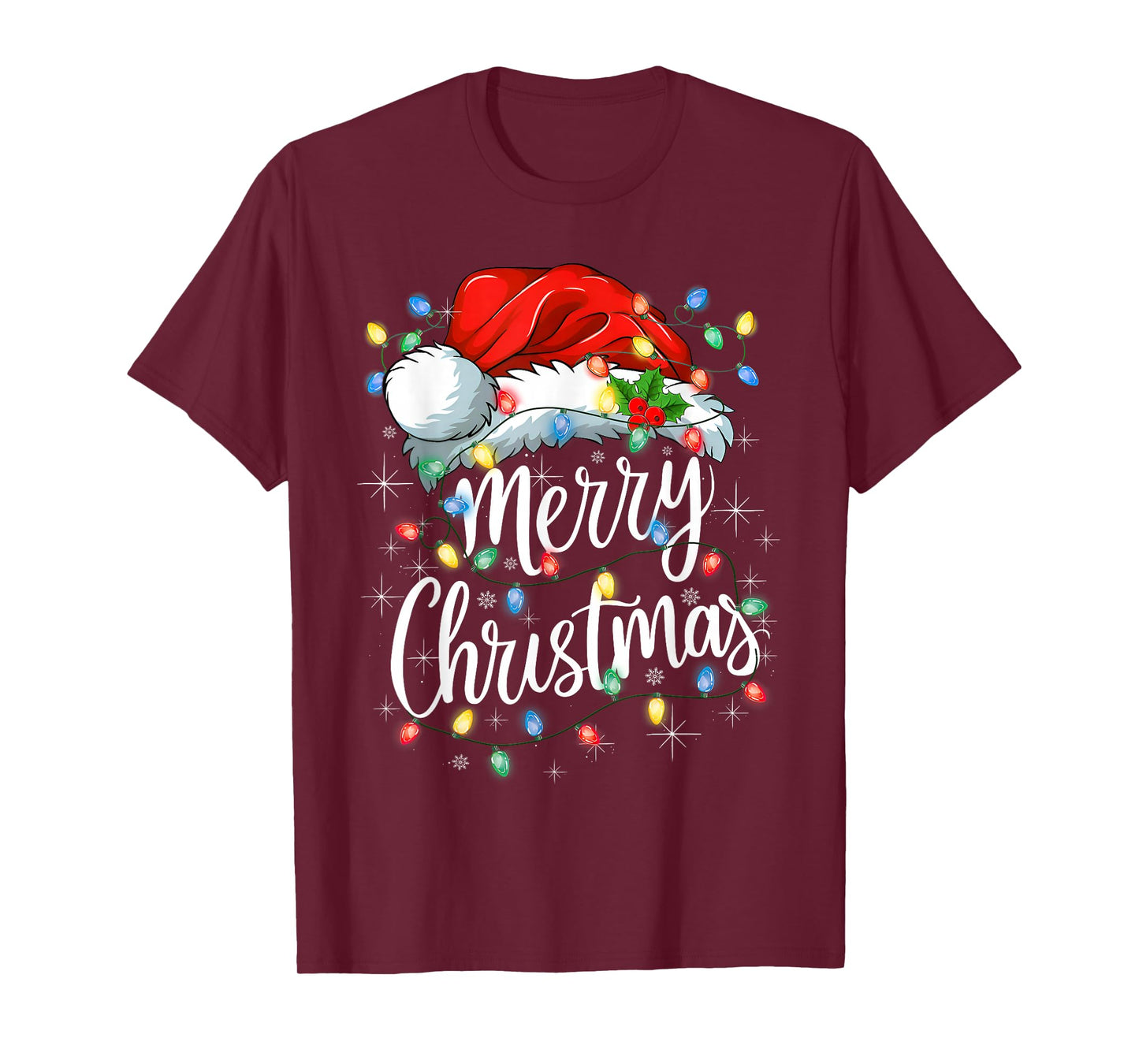 Merry Christmas Xmas Lights Santa Snowflake Family Holiday T-Shirt