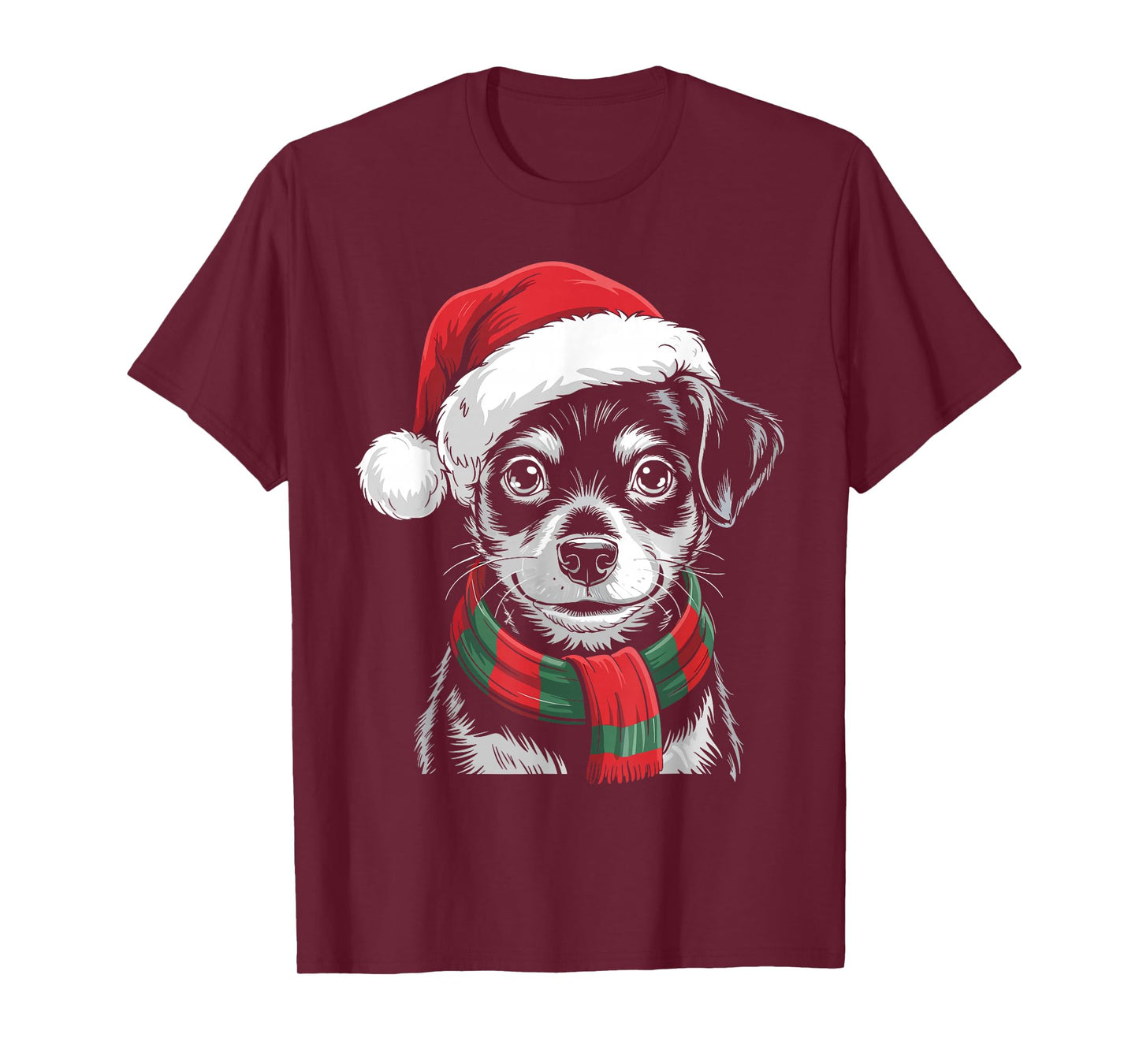 Miniature Pinscher Dog Santa Hat Scarf Christmas Costume T-Shirt