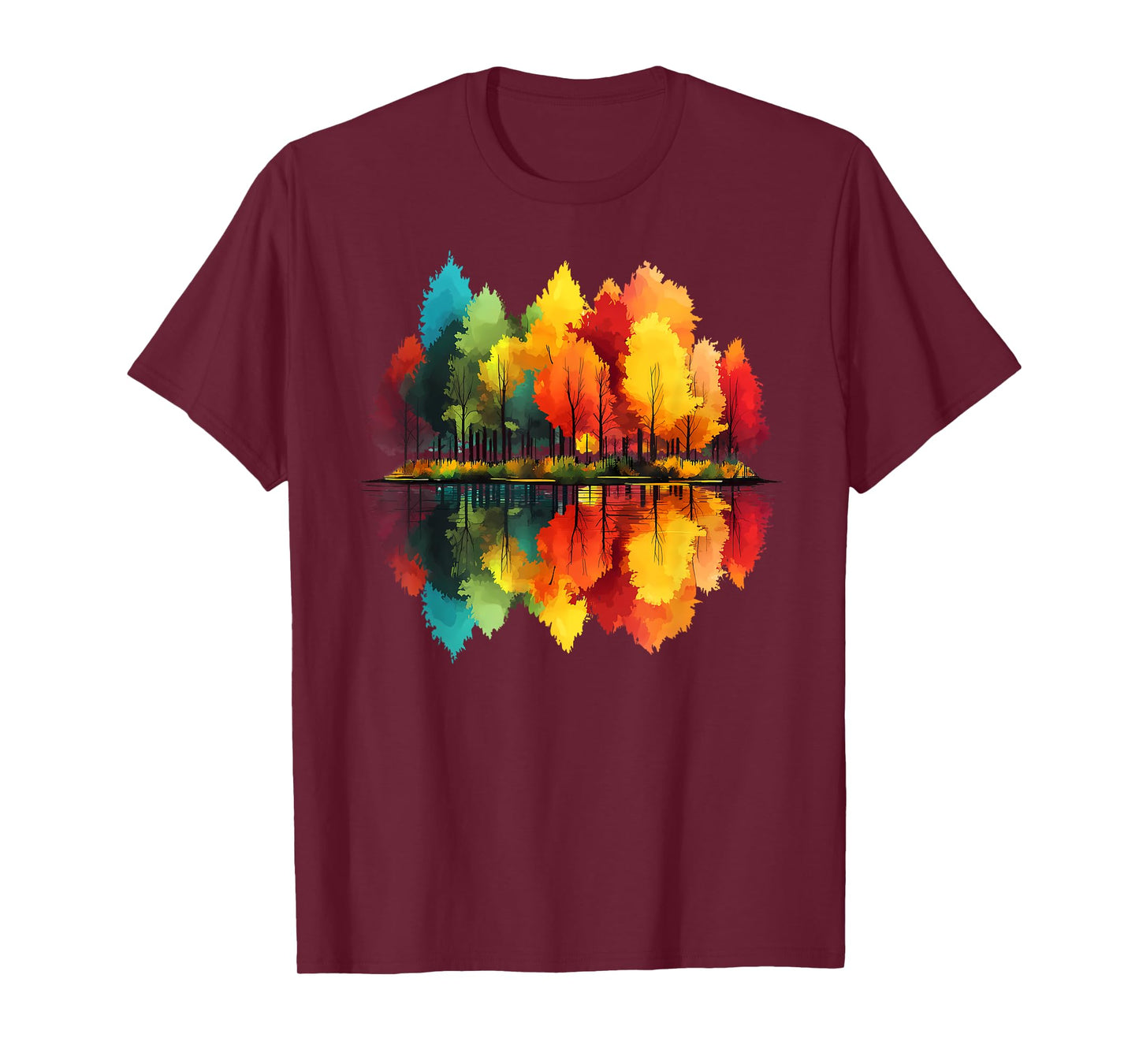 Outdoor Autumn Season Fall Leaves Forest Trees Nature Tree T-Shirt
