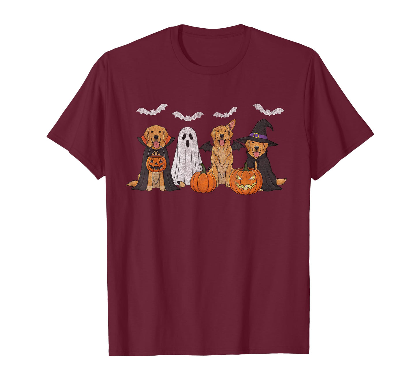 Golden Retriever Dogs Ghost Witch Golden Retriever Halloween T-Shirt