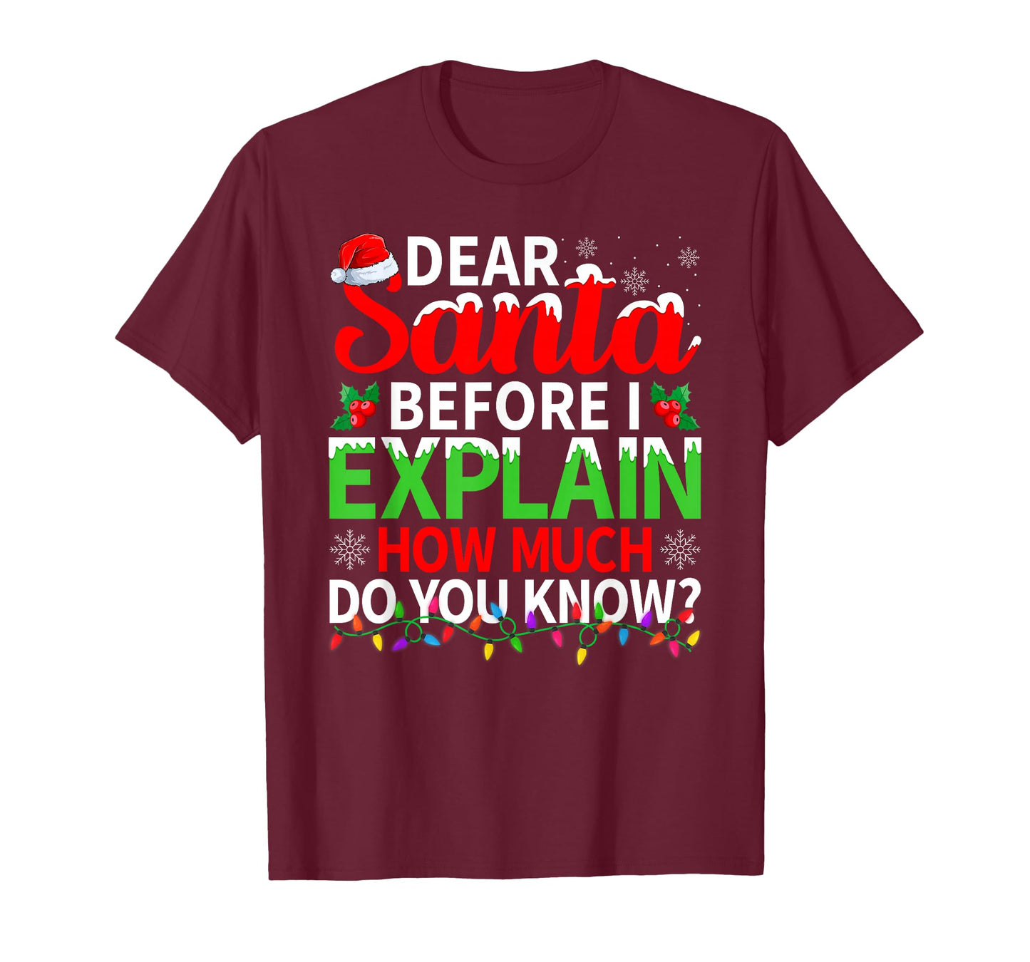 Dear Santa Before I Explain How Much Do You Know Christmas T-Shirt
