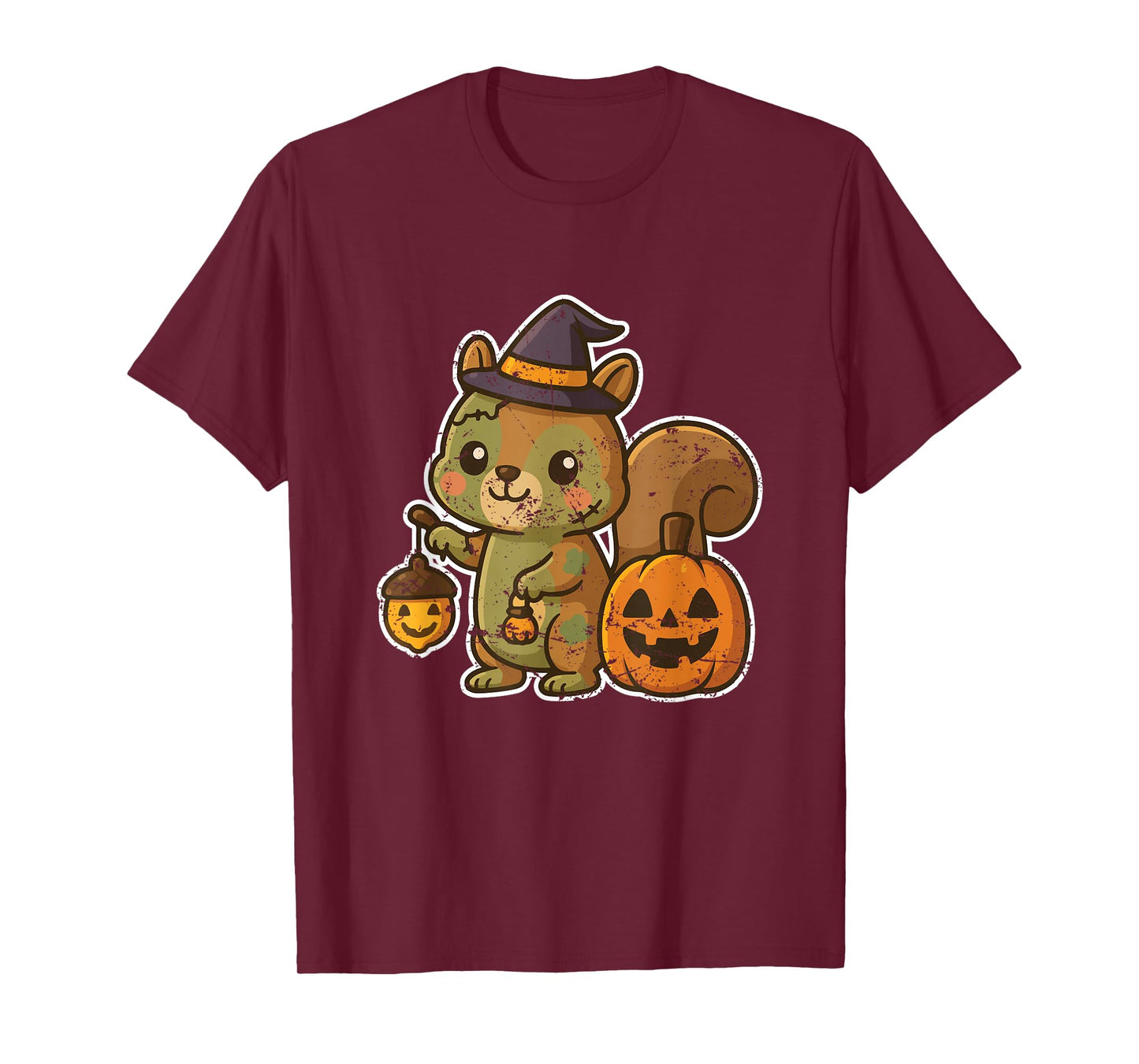 Zombie Squirrel Witch Hat Lantern T-Shirt
