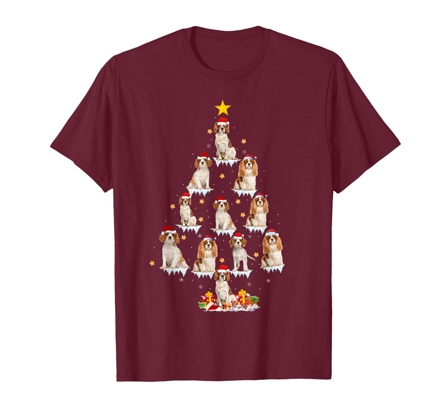 Cavalier King Charles Spaniel Christmas Tree Lights Dog Xmas T-Shirt