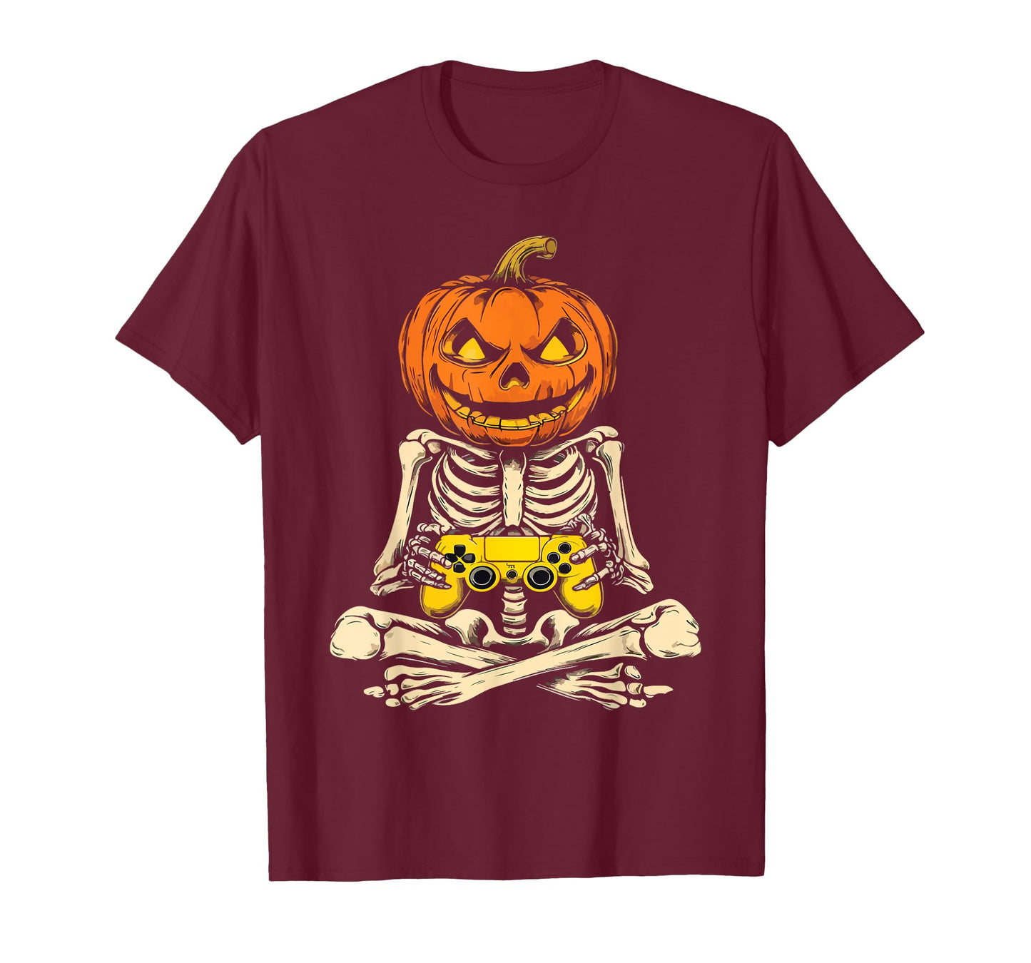 Halloween Skeleton Pumpkin Gamer Video Gaming Men Kids T-Shirt