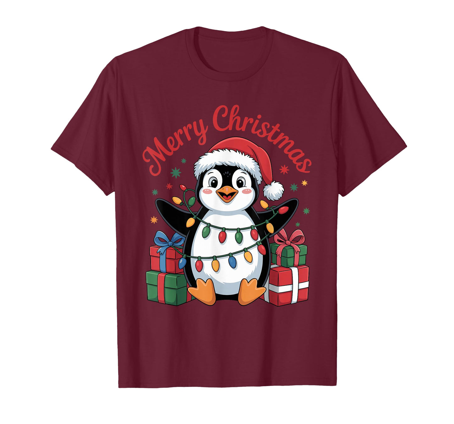 Penguin Santa Hat Christmas Design Funny Animal Lovers T-Shirt