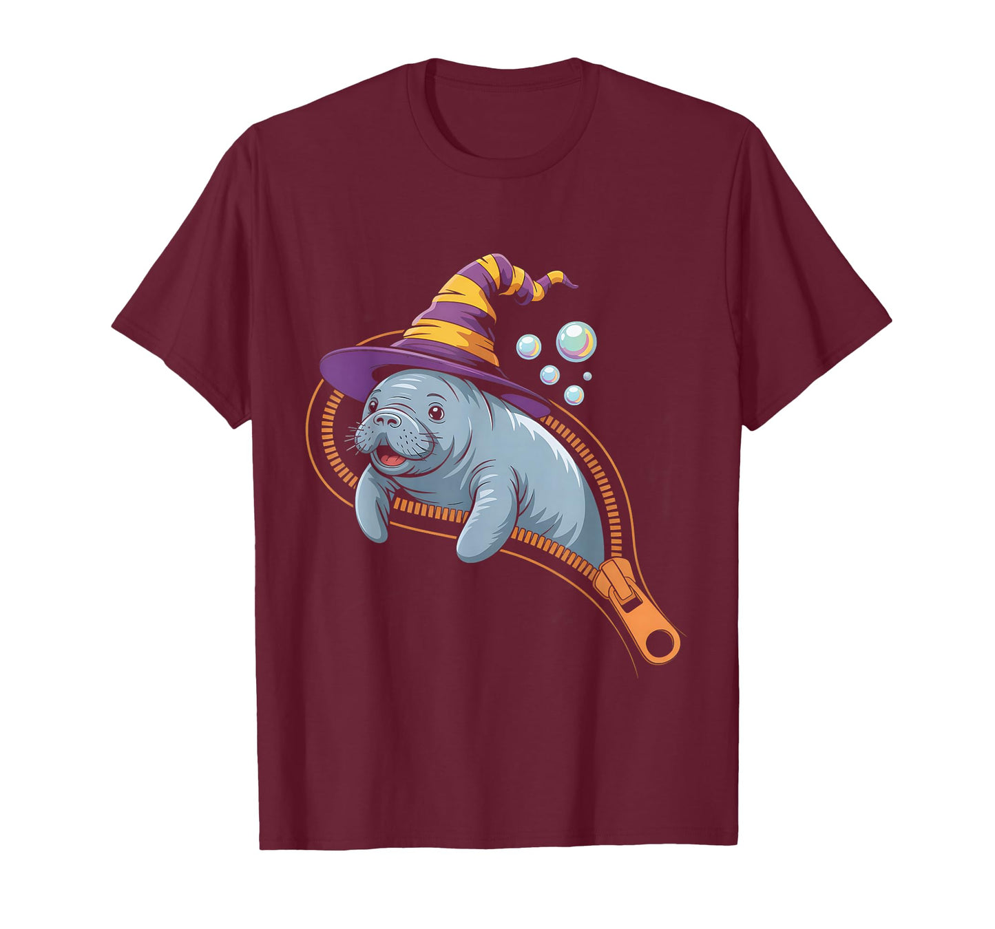 Manatee Emerging from A Zipper Manatee Halloween Funny T-Shirt