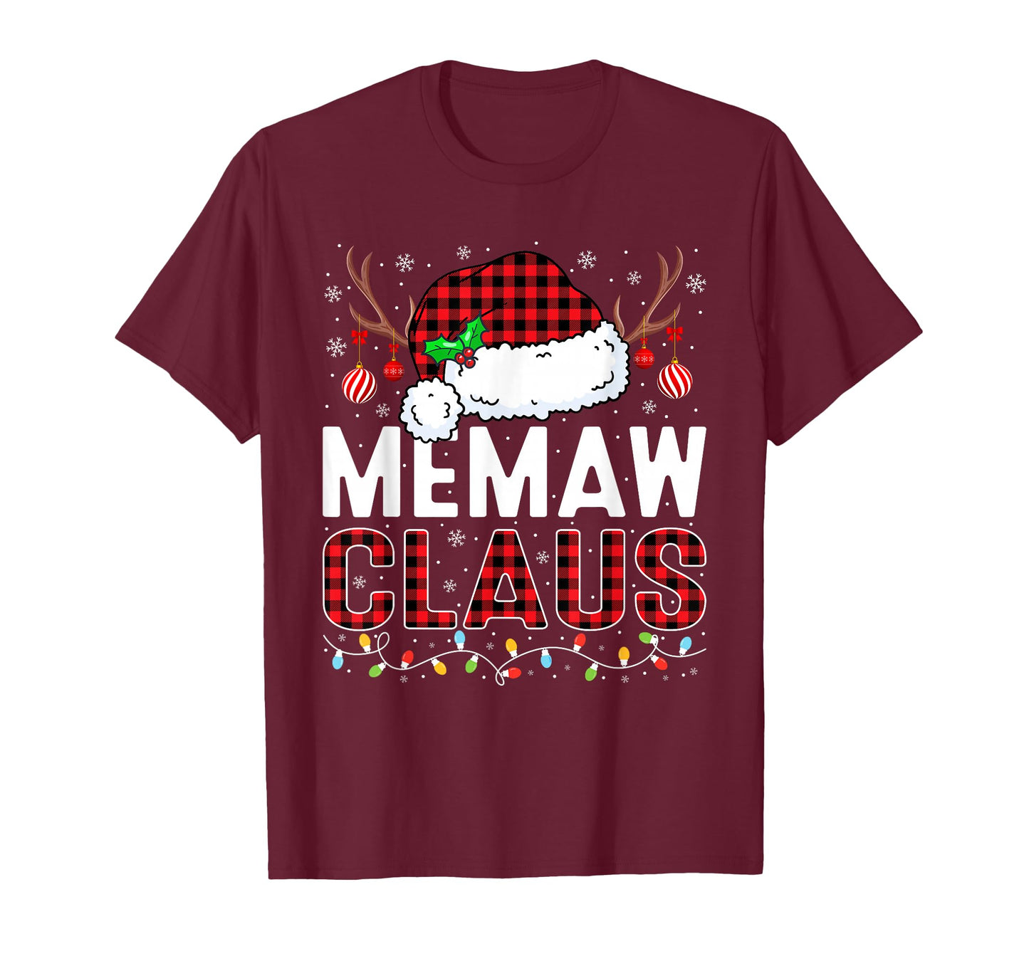 Christmas Lights Memaw Claus Family Matching Xmas Pajama T-Shirt