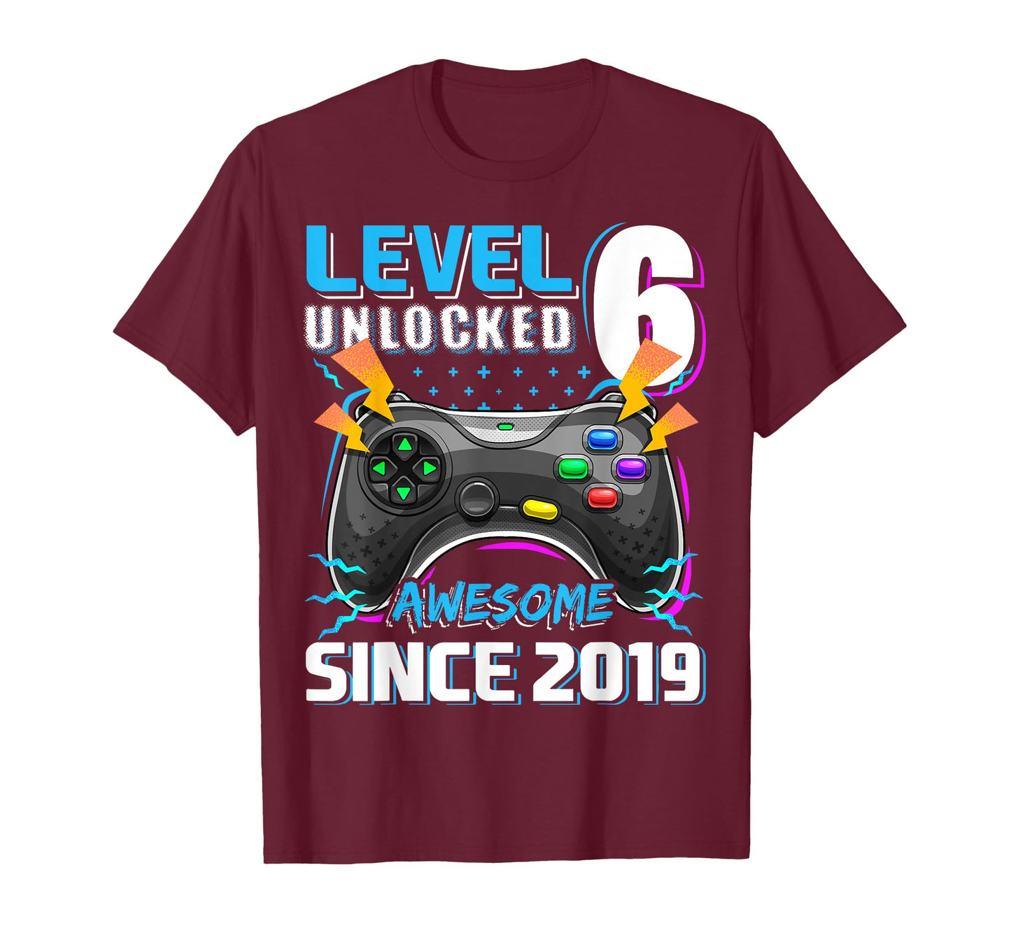 6th Birthday Boy Level 6 Gamer 6 Year Video Game Party T-Shirt