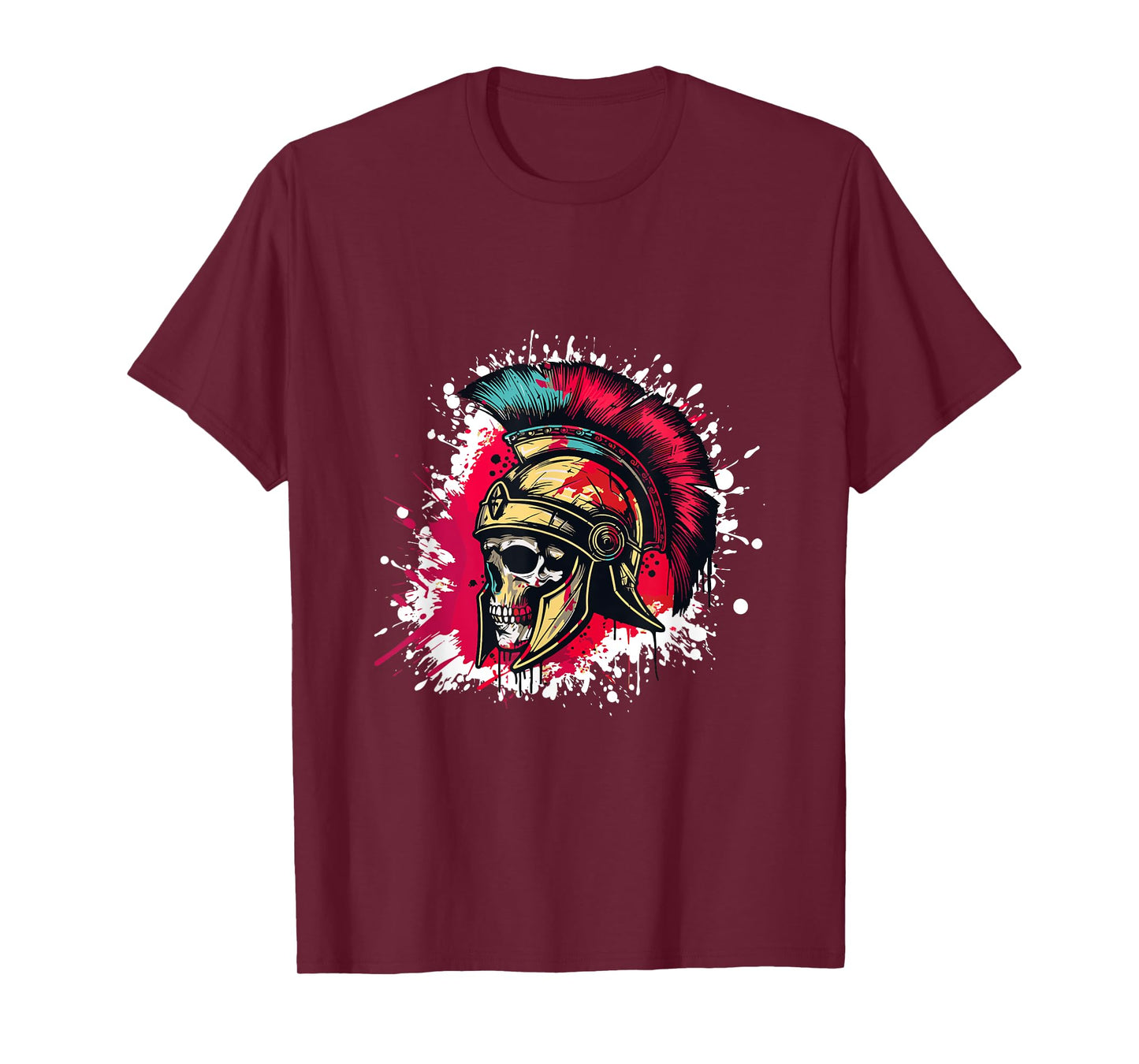 Spartan Skull Head With Helmet | Sparta Gladiator Warrior T-Shirt