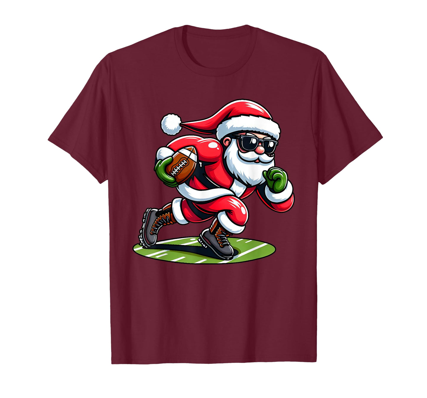 Christmas Santa Claus Play A Football Funny Boys Kids Xmas T-Shirt
