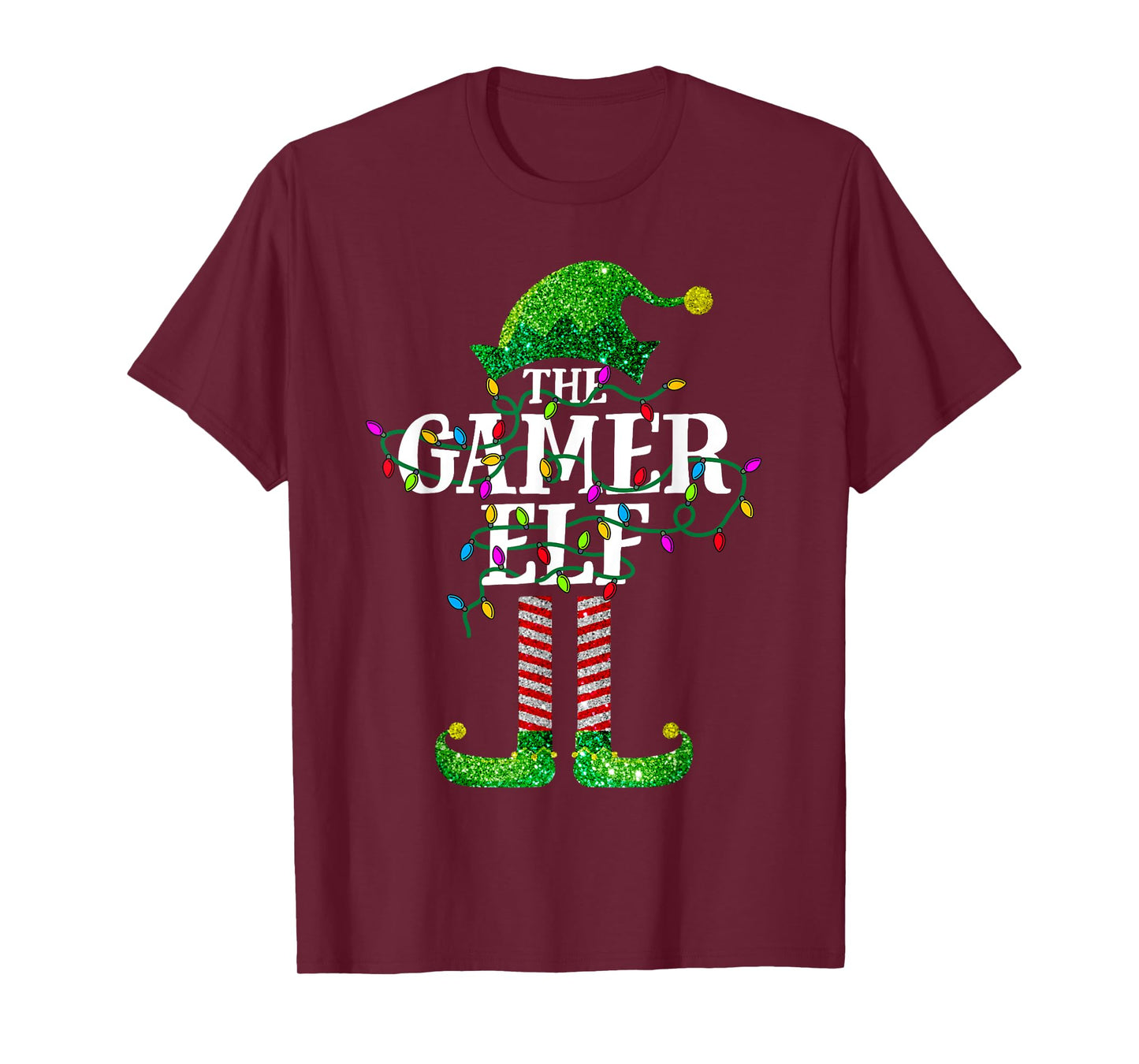 Xmas Light Gamer Elf Matching Family Christmas Party Pyjamas T-Shirt