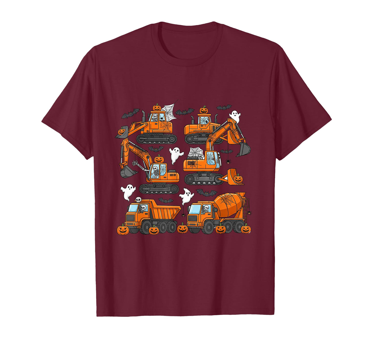 Spooky Construction Trucks Toddler Boys Halloween Costume T-Shirt