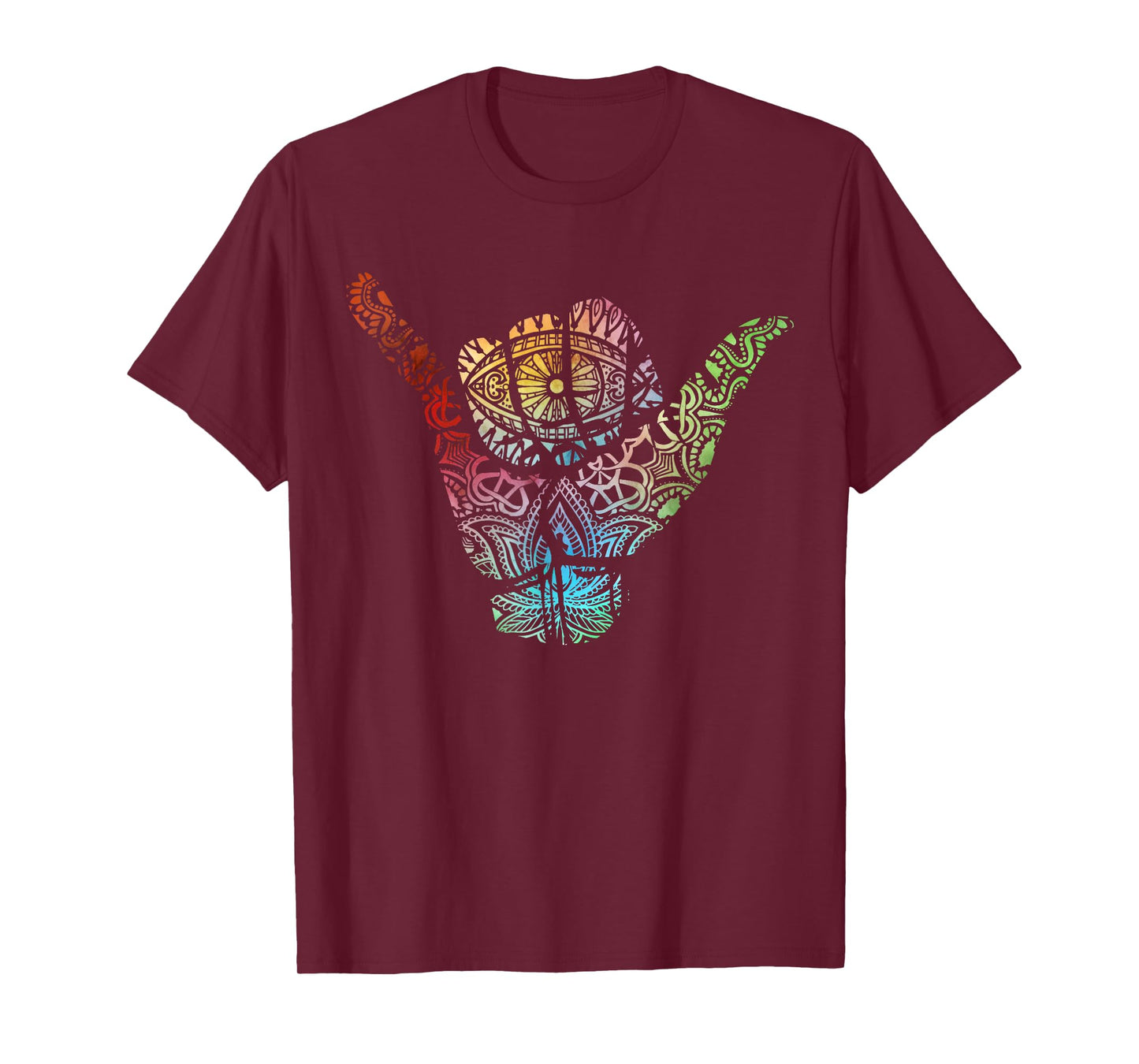 Gnarly Hand Shaka Symbol wit Mandala pattern T-Shirt