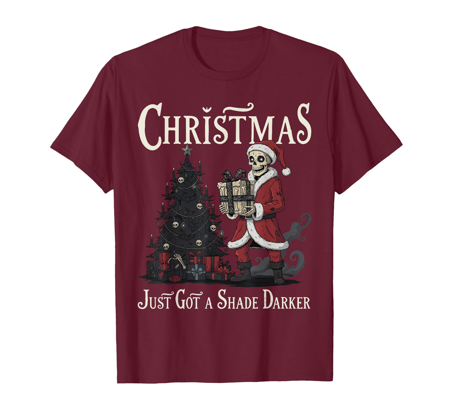 Gothic Academia Christmas Skeleton Santa Gothmas Goth T-Shirt