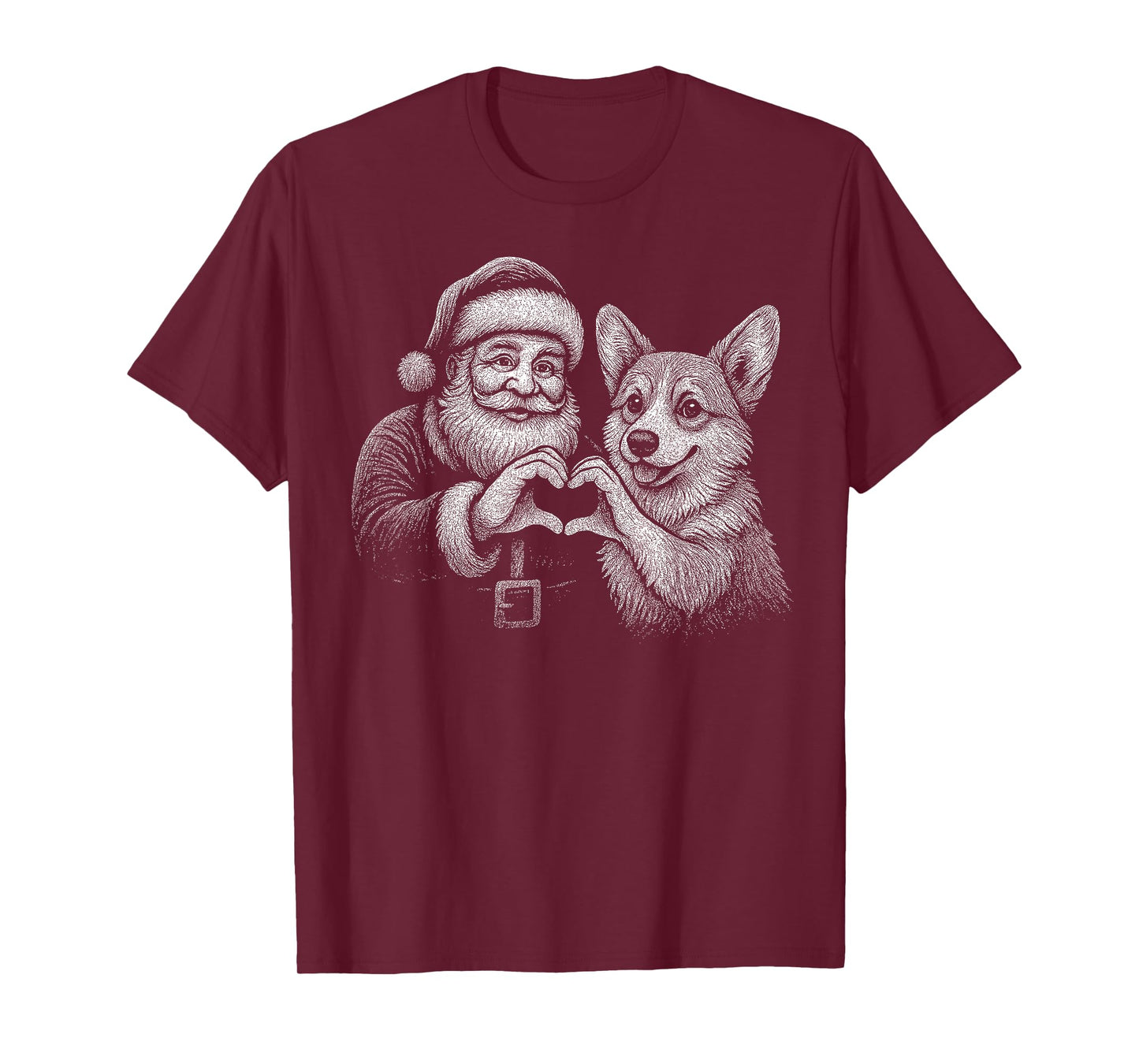 Corgi Santa Claus Heart Shape Christmas Dog Lover T-Shirt