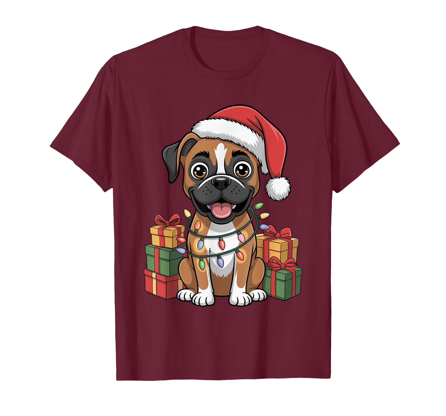 Cute Boxer Christmas Xmas Design Funny Dog Lover Holiday T-Shirt