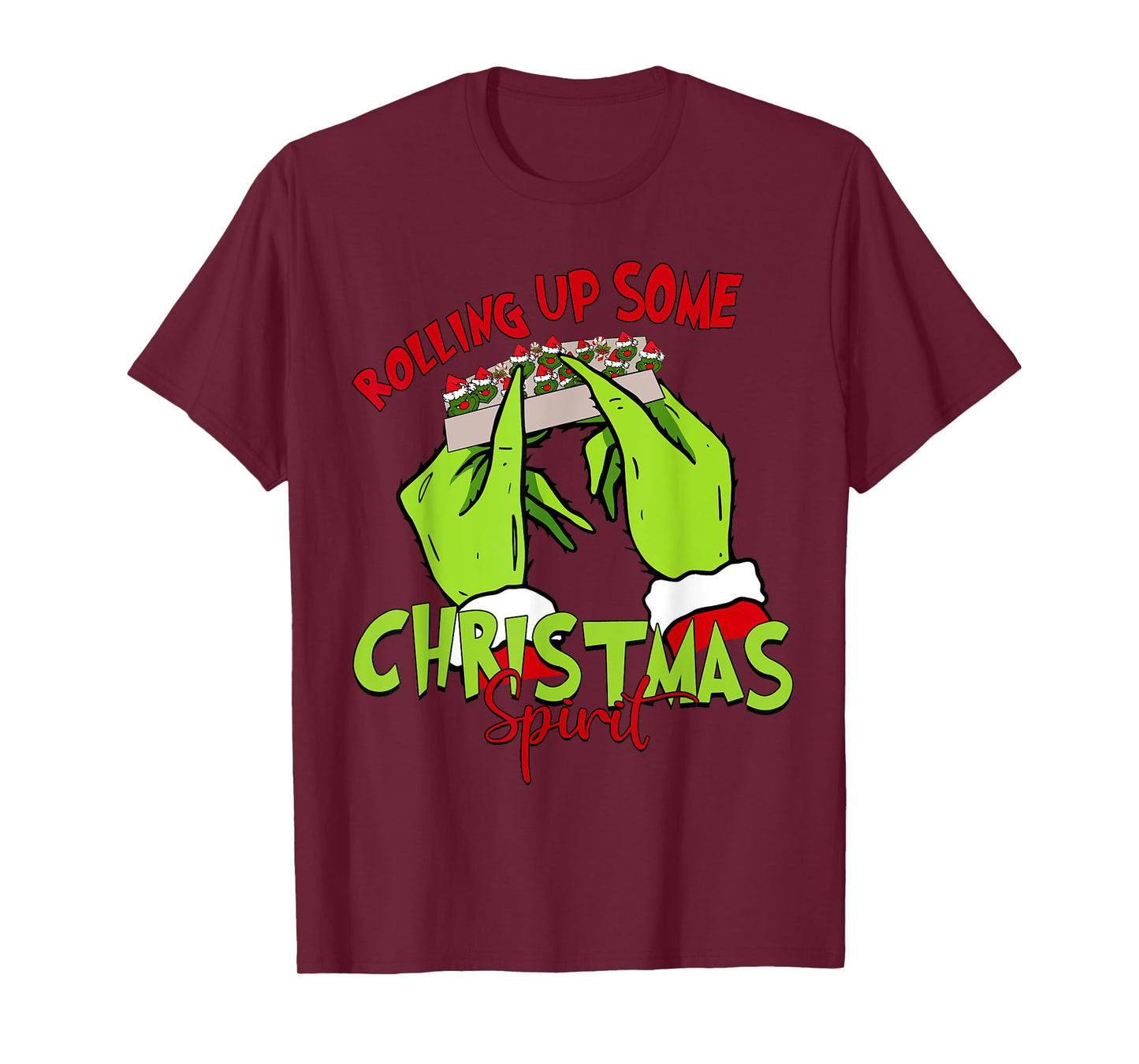 Rolling Up Some Christmas Spirit Xmas Santa Pajamas Holiday T-Shirt