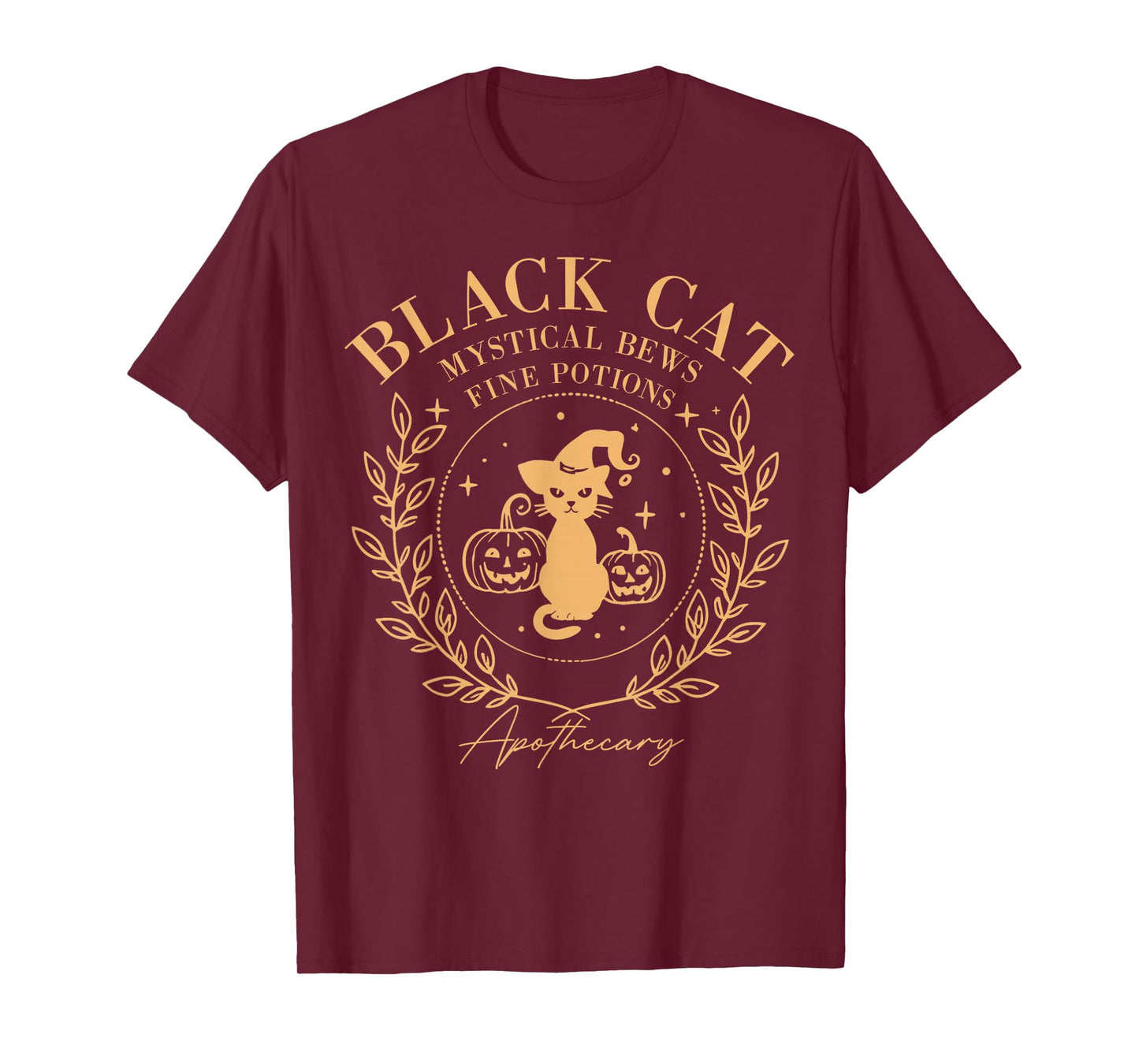 Retro Scary Halloween Costume Black Cat Salem Apothecary T-Shirt