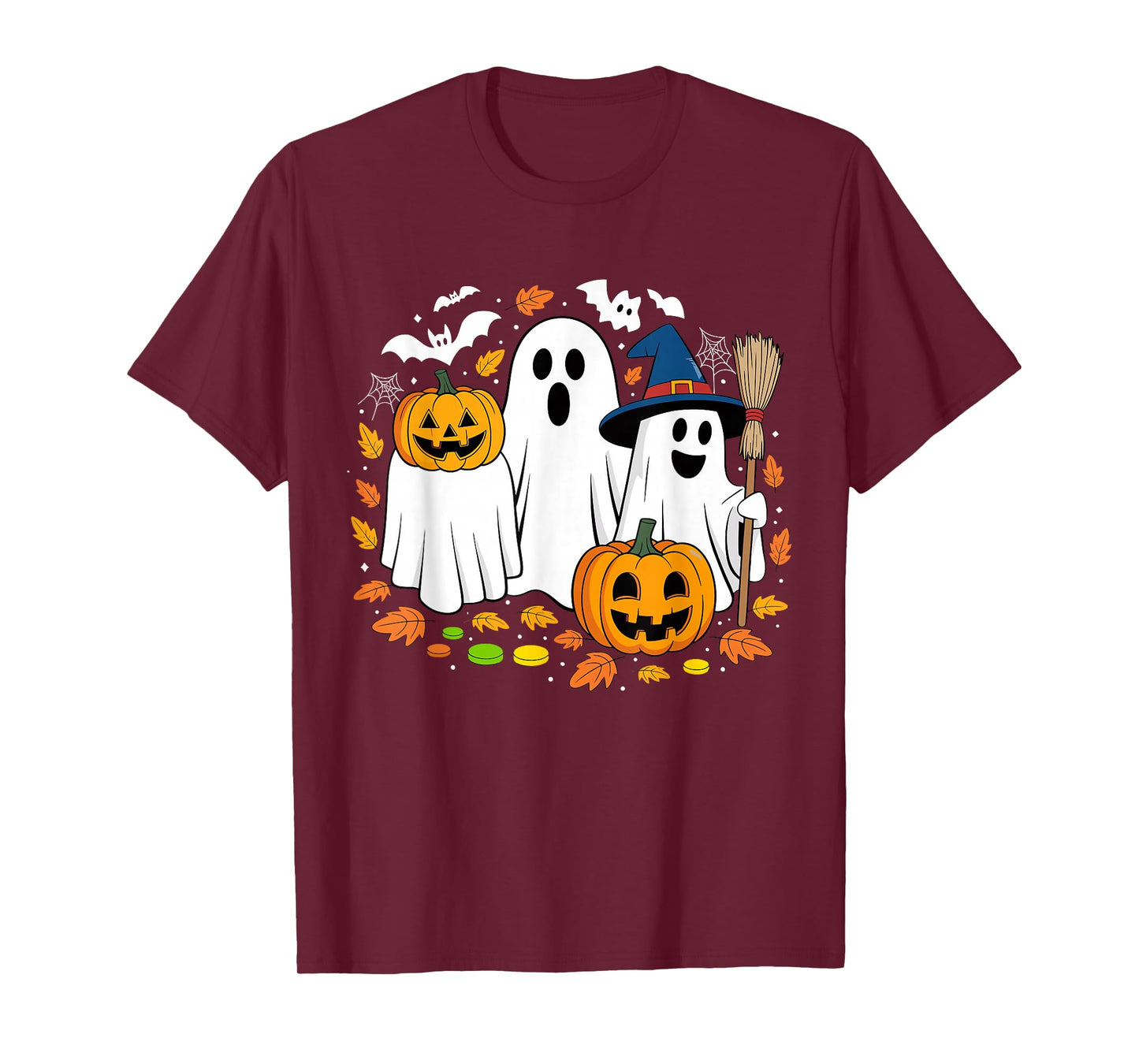 Cute Ghost Drinking Coffee Halloween Fall Ghost Book Reading T-Shirt