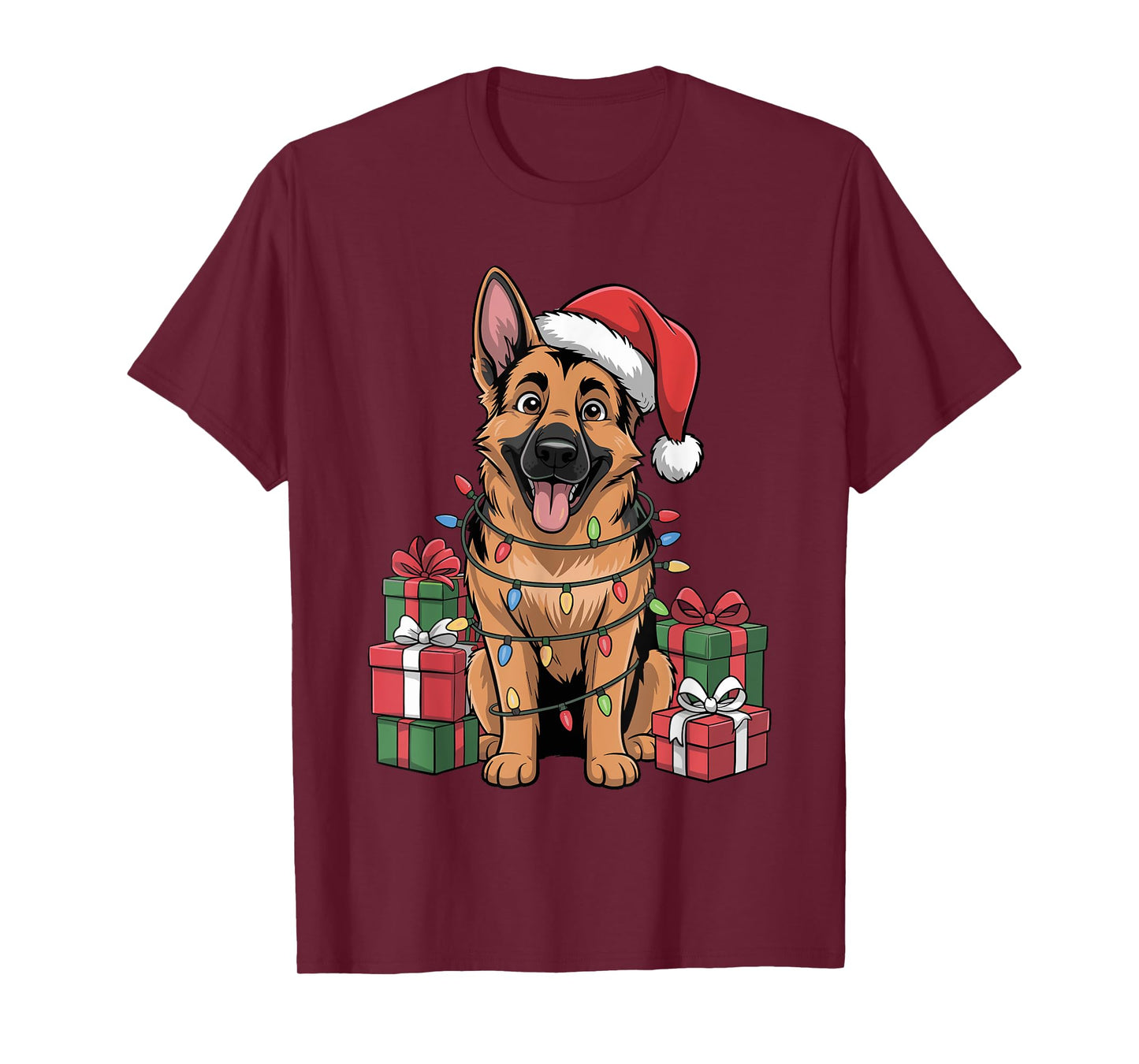 Cute German Shepherd Christmas Funny Dog Lover Holiday T-Shirt