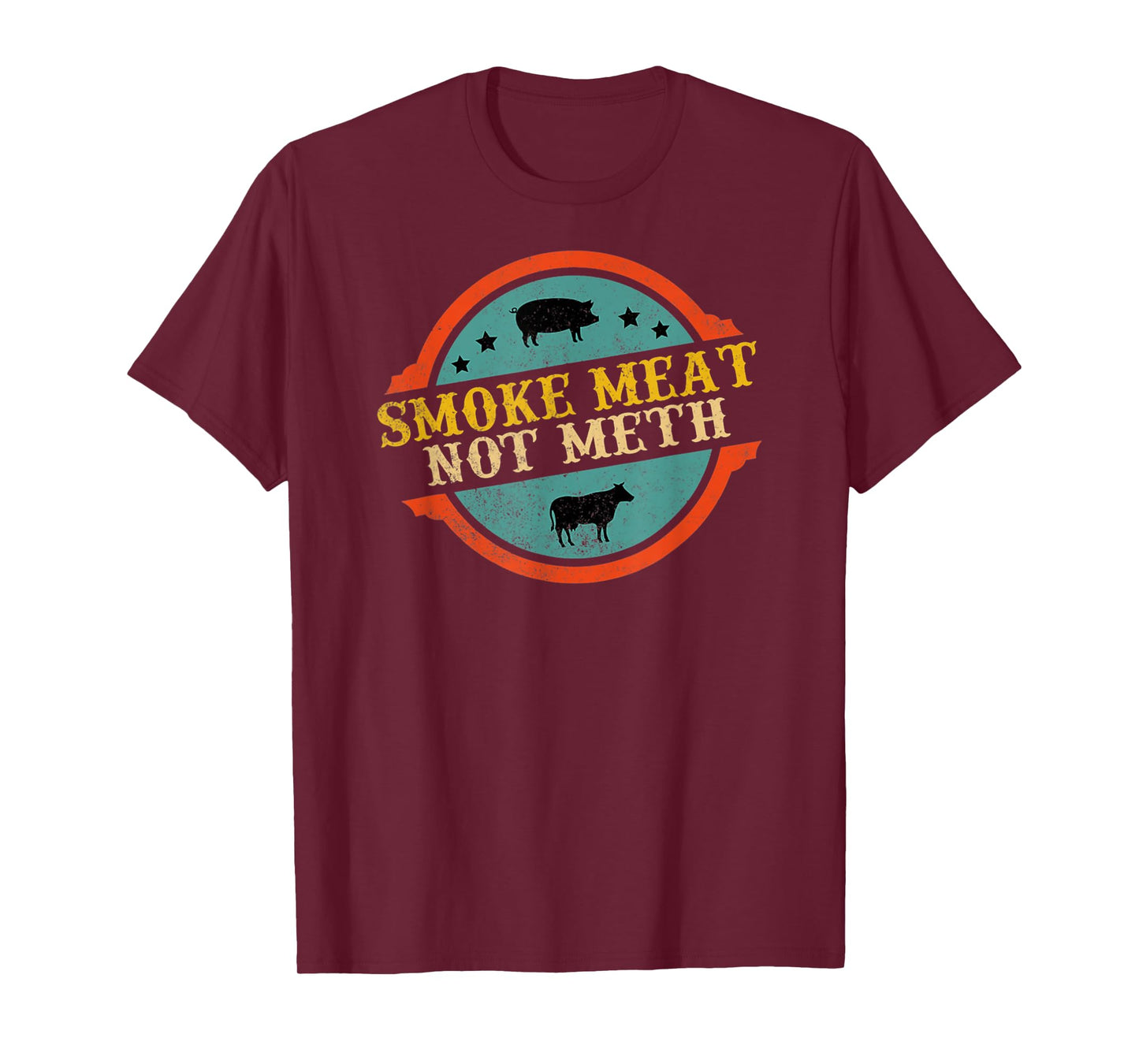 Smoke Meat Not Meth Funny BBQ Grill Barbecue Retro Style T-Shirt