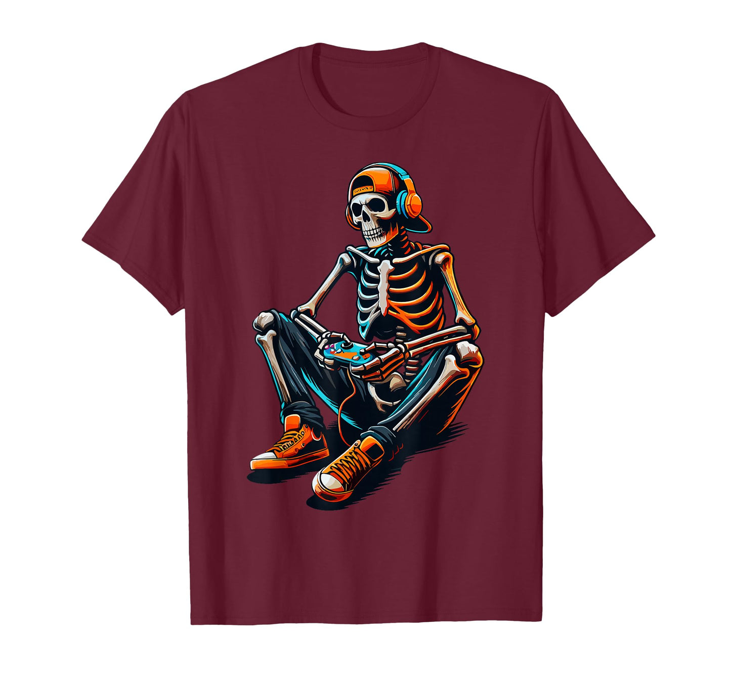 Halloween Skeleton Gamer Video Gaming T-Shirt