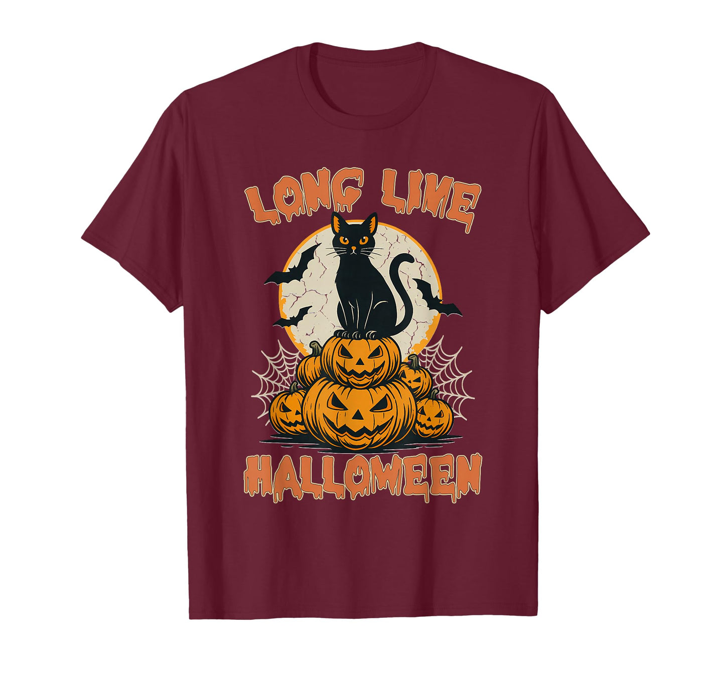 Long Live Halloween Funny Pumpkin Halloween Black Cat T-Shirt