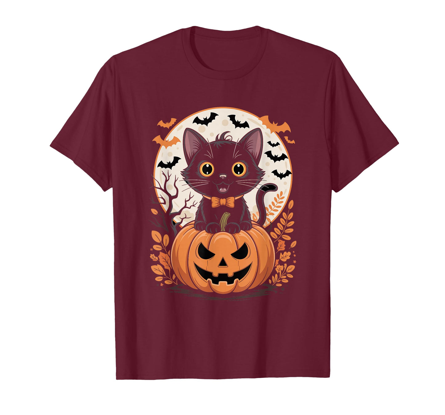 Black Cat Pumpkin Halloween Costume Fall Autumn Season T-Shirt
