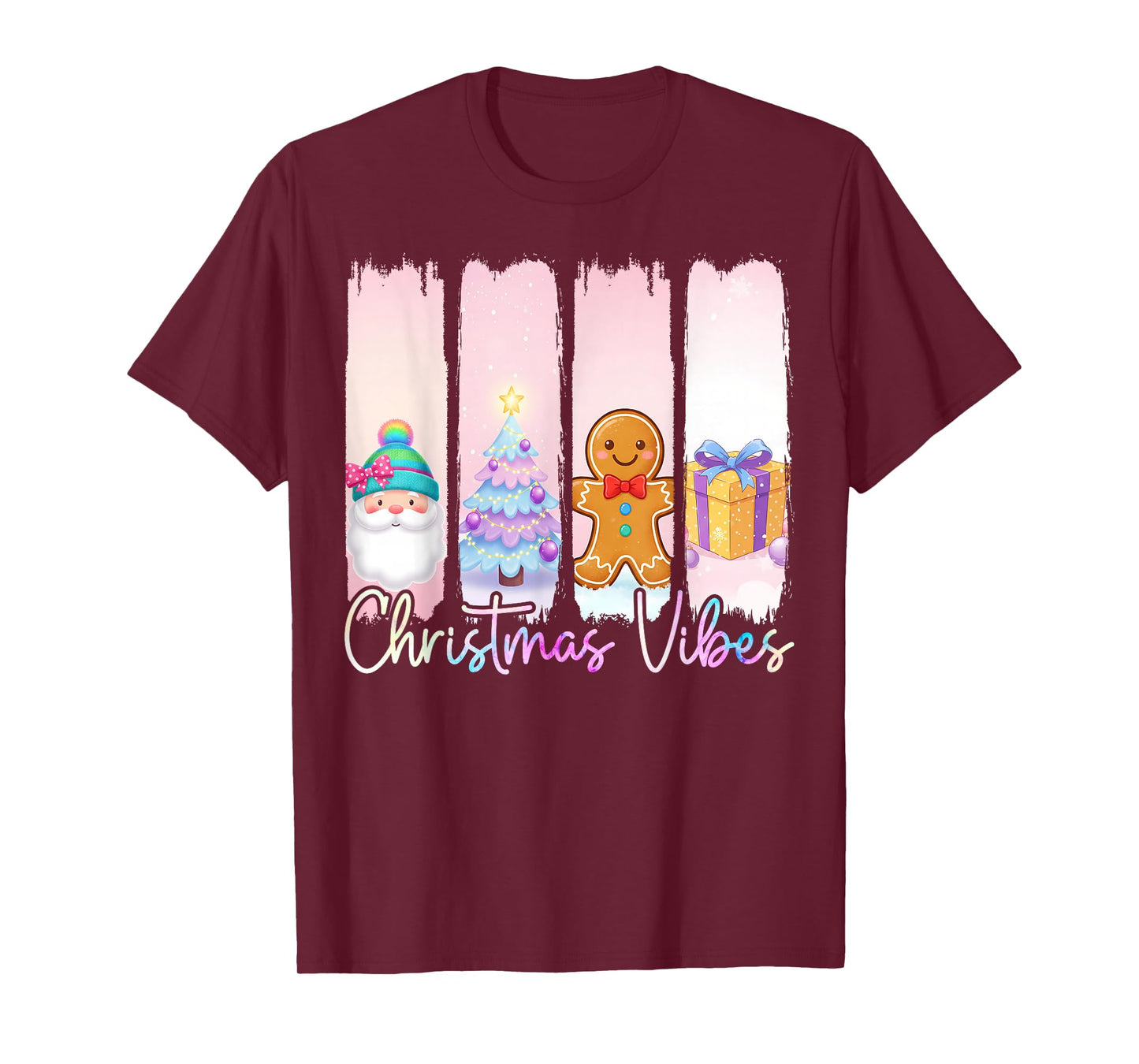 Christmas Vibes Santa Claus Xmas Tree Gingerbread Girls T-Shirt