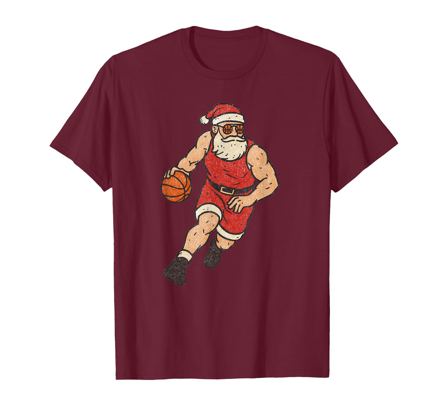 Santa Claus Playing Basketball Xmas Holiday Funny Christmas T-Shirt