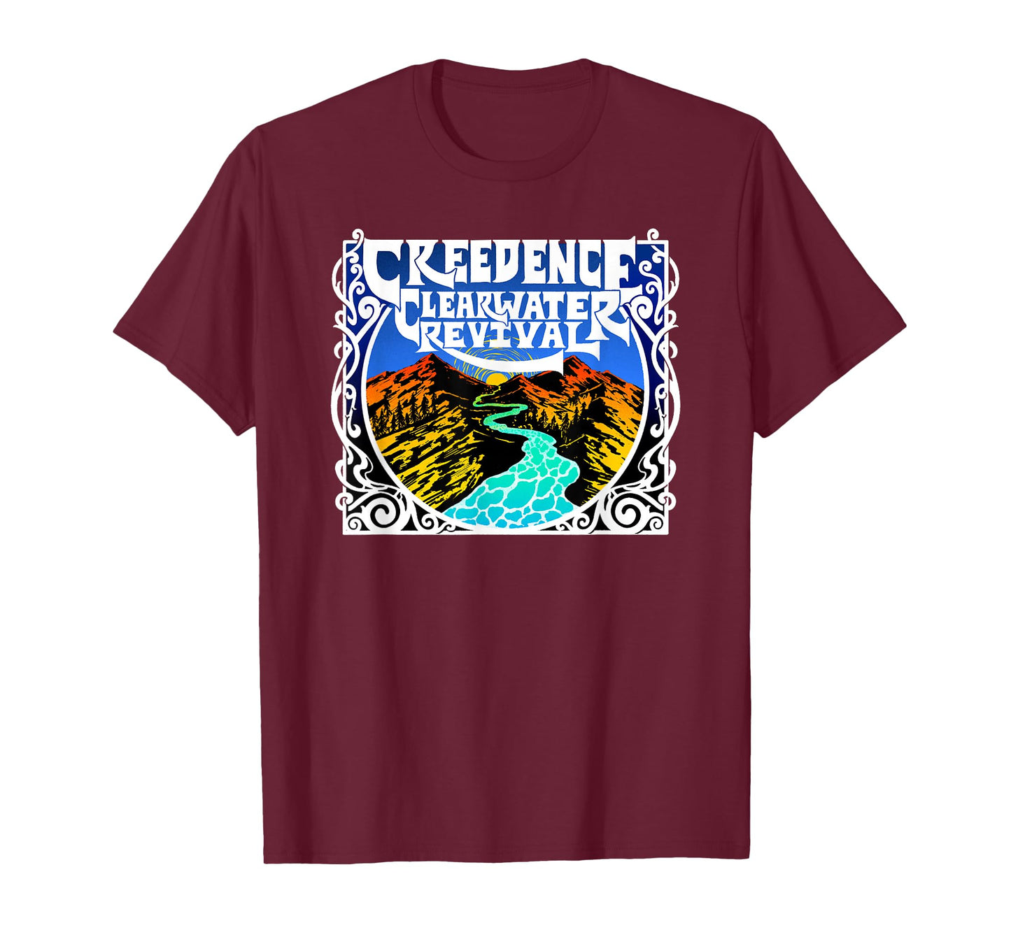 Creedence Clearwater Revival Unisex Adults Kids Blue Short Sleeve Cotton Polyester Blend Classic Fit T-Shirt Small