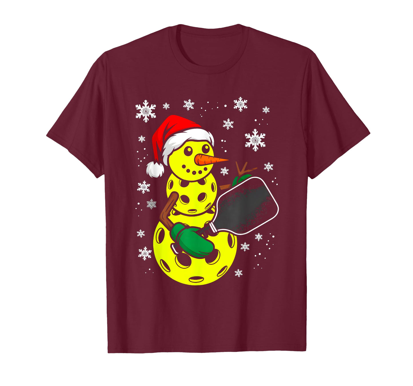 Pickleball Santa Hat Snowman Xmas Funny Pickleball Christmas T-Shirt