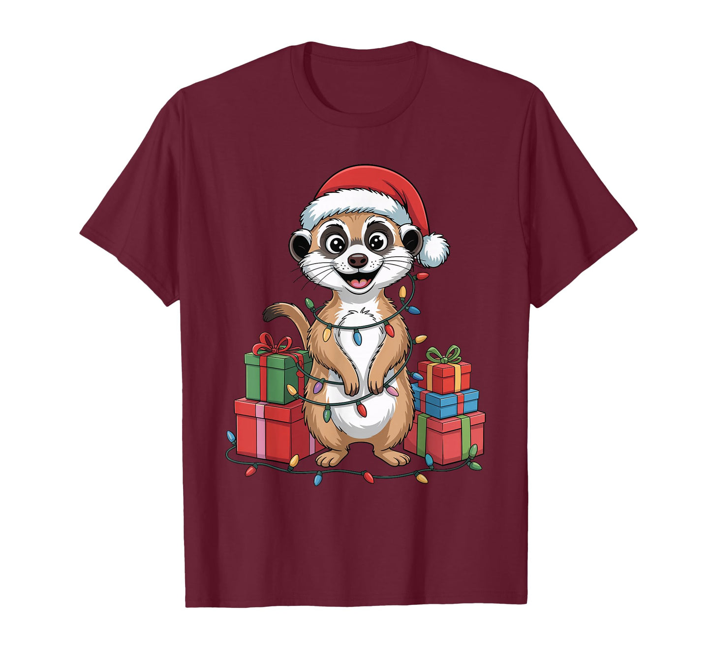 Meerkat Santa Hat Christmas Design Funny Animal Lovers T-Shirt